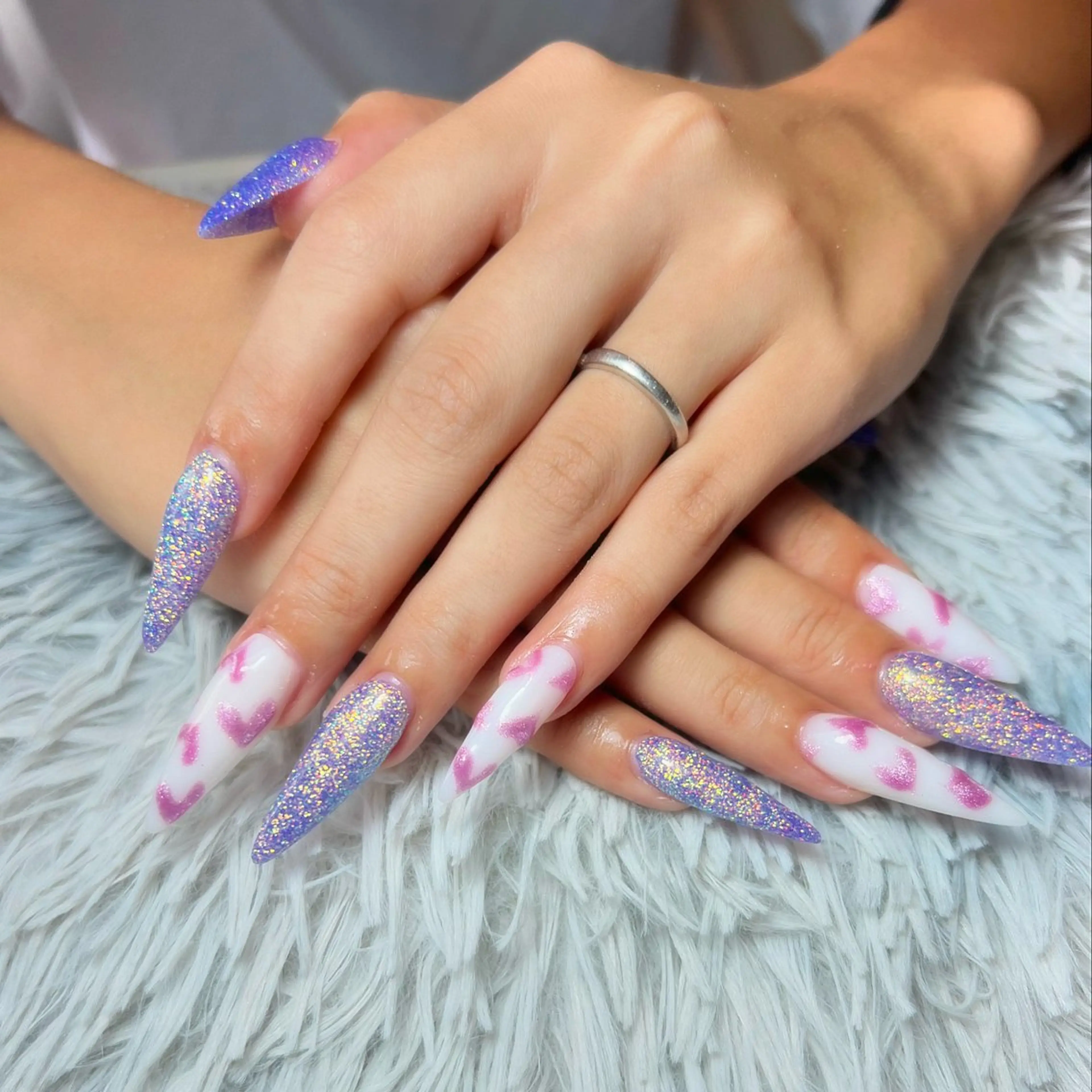 ネイル アートネイル ハート スカルプネイル ハンドネイル シェヌネイル JURAのネイルデザイン