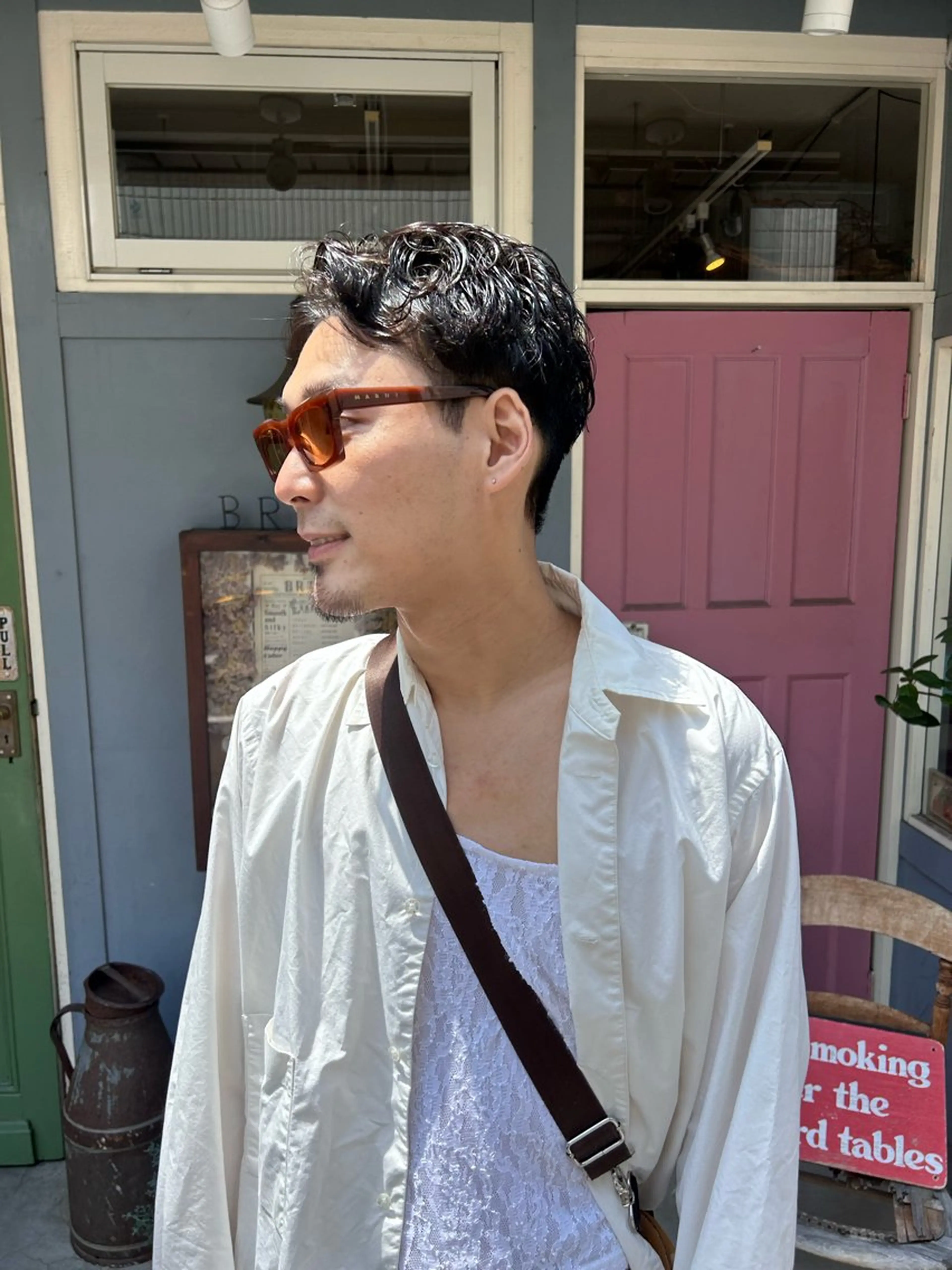 ショート パーマ メンズ メンズパーマ ニュアンスパーマ カット パーマ 清水千優/パーマ/透 明感カラー/メンズのヘアスタイル