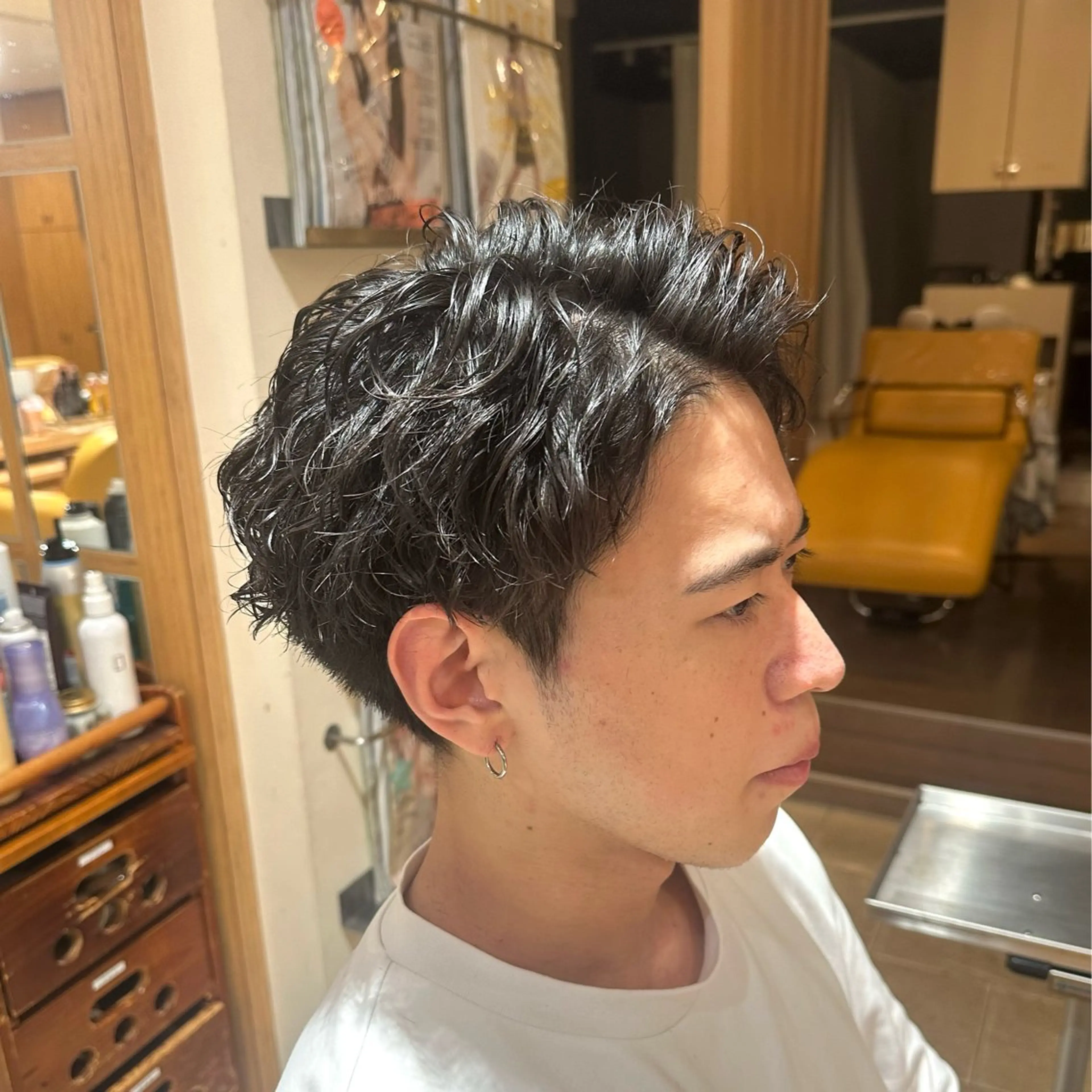 ショート パーマ メンズ メンズパーマ スパイラルパーマ 田中 汰知のヘアスタイル