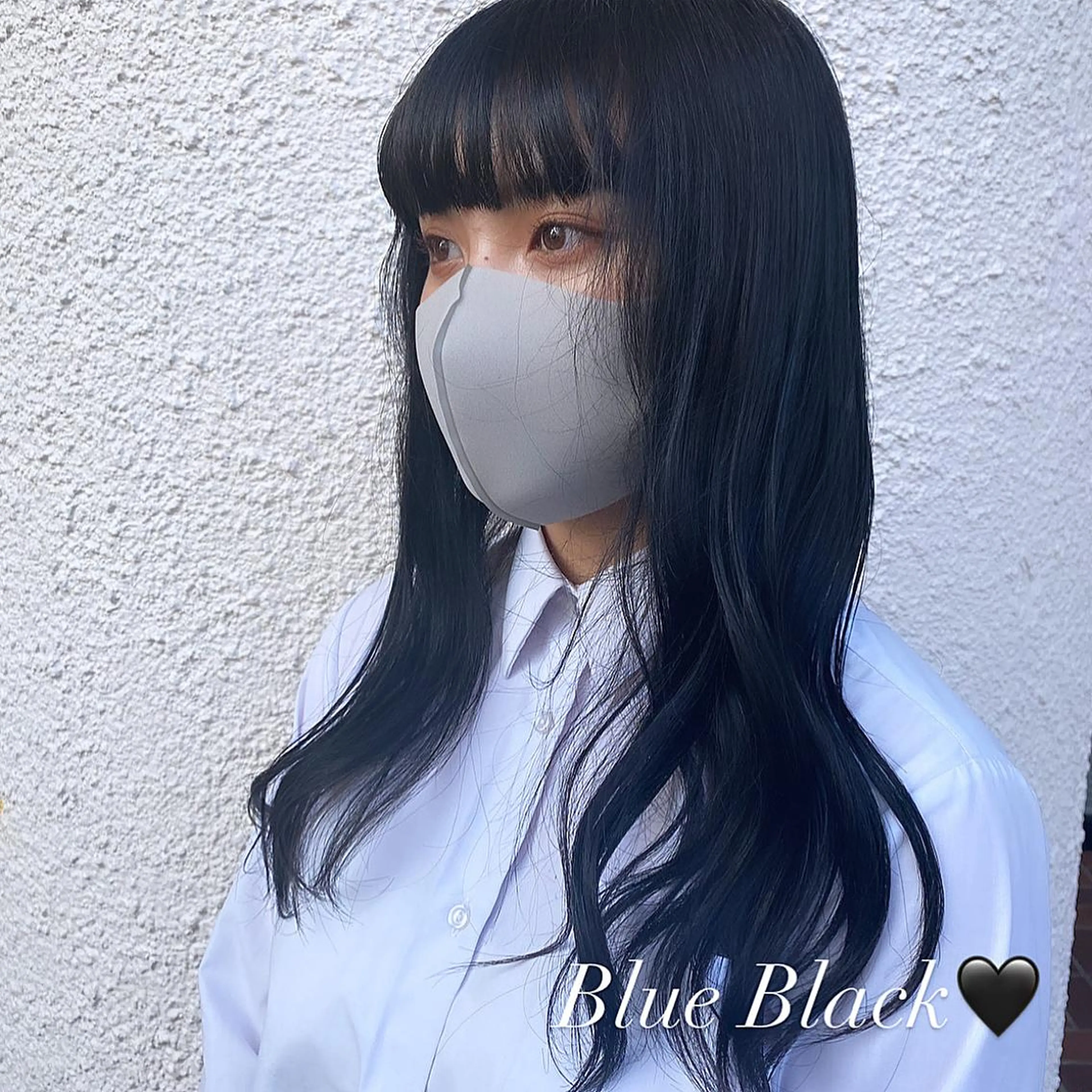 ロング カラー 黒髪 ブルーカラー ブルーブラック ブリーチなしWカラー 🎀韓国ヘア/amiのヘアスタイル