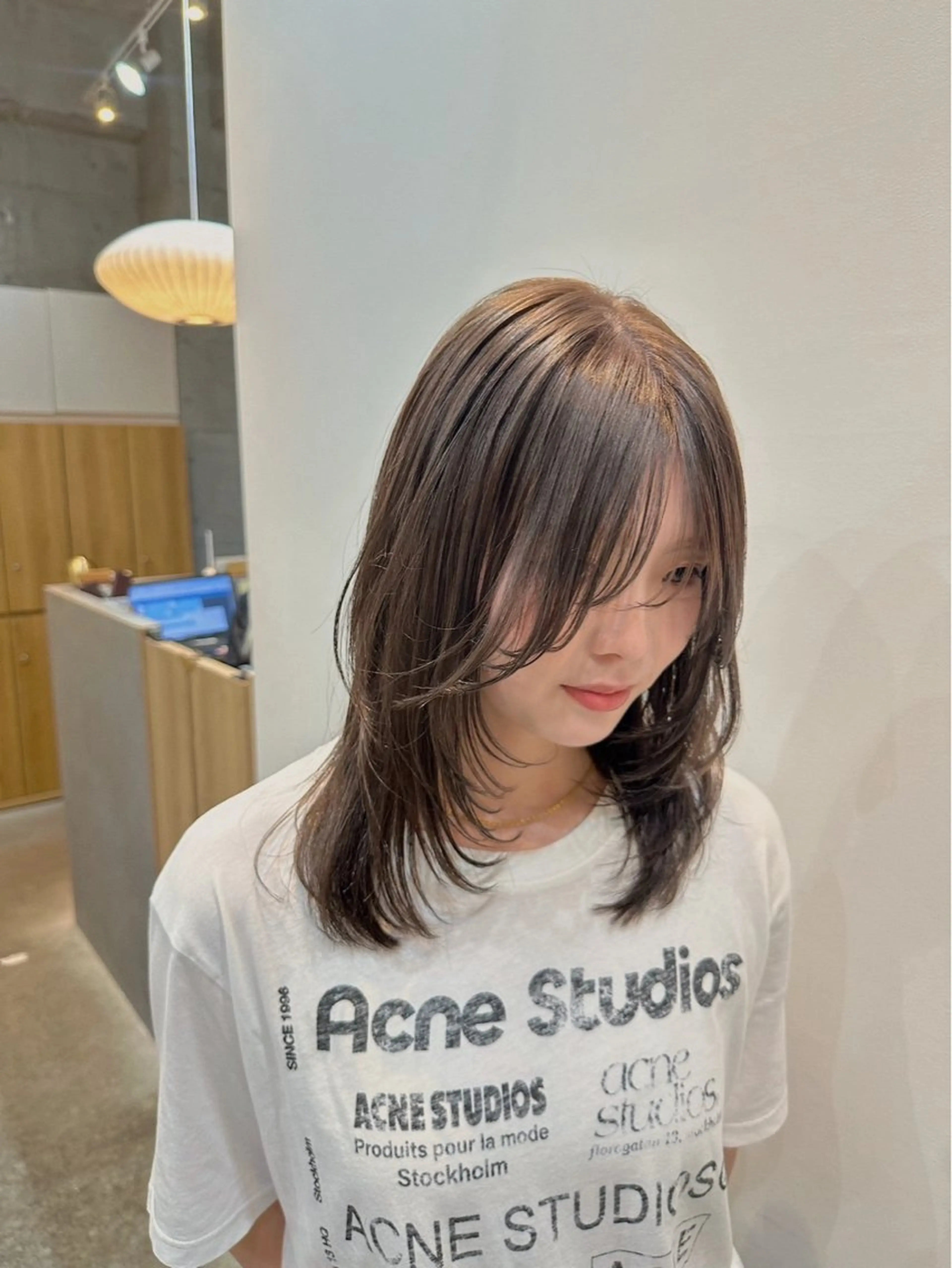 ミディアム カット ヘアカラー 顔まわりカット/艶髪 カラー✨けいとのヘアスタイル