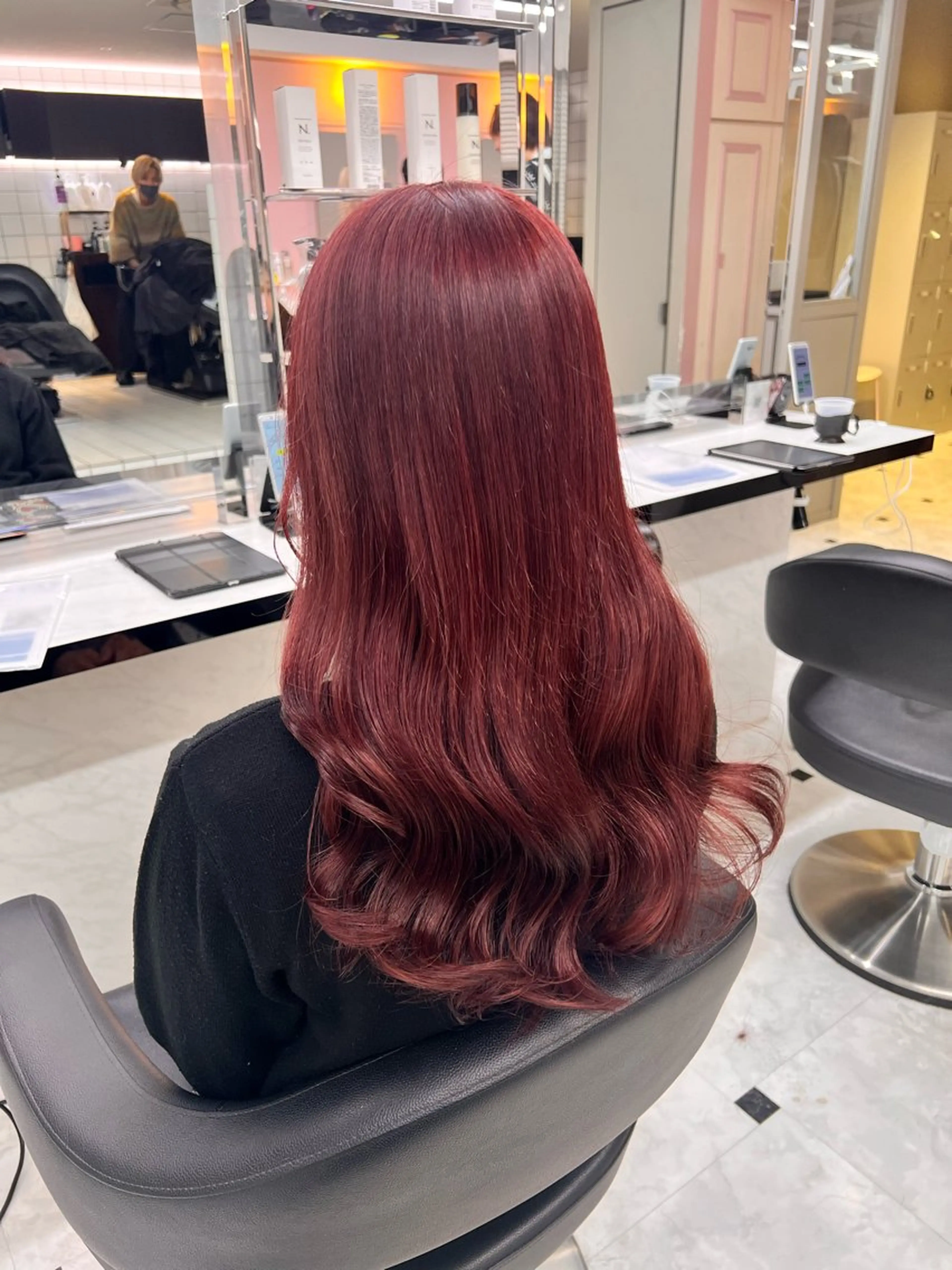 ミディアム カラー ヘアアレンジ レッドカラー 💕上野美容師☁ ブリーチ💖サワのヘアスタイル