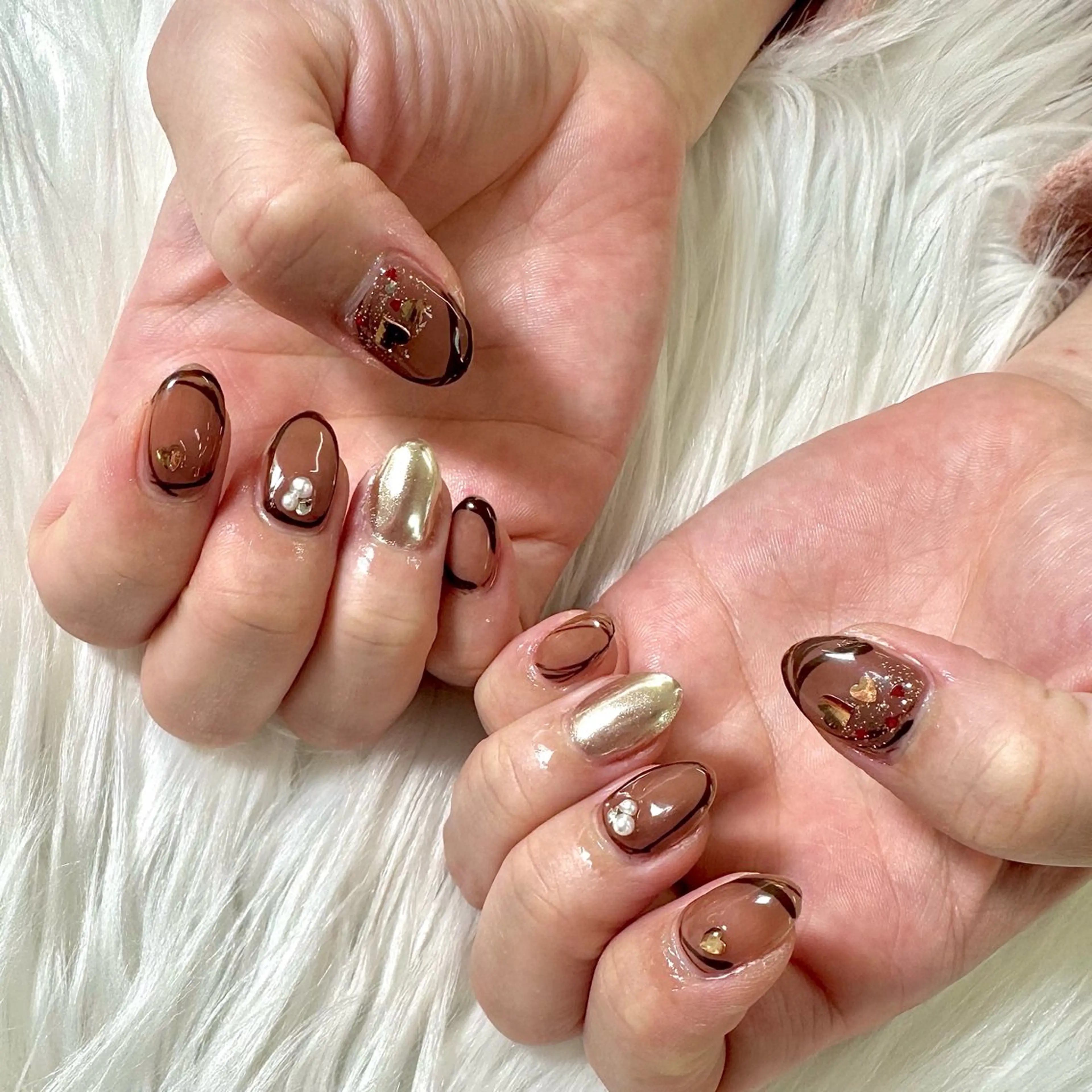 ネイル ハート ミラーネイル ハンドネイル はあとねいる Reinaのネイルデザイン