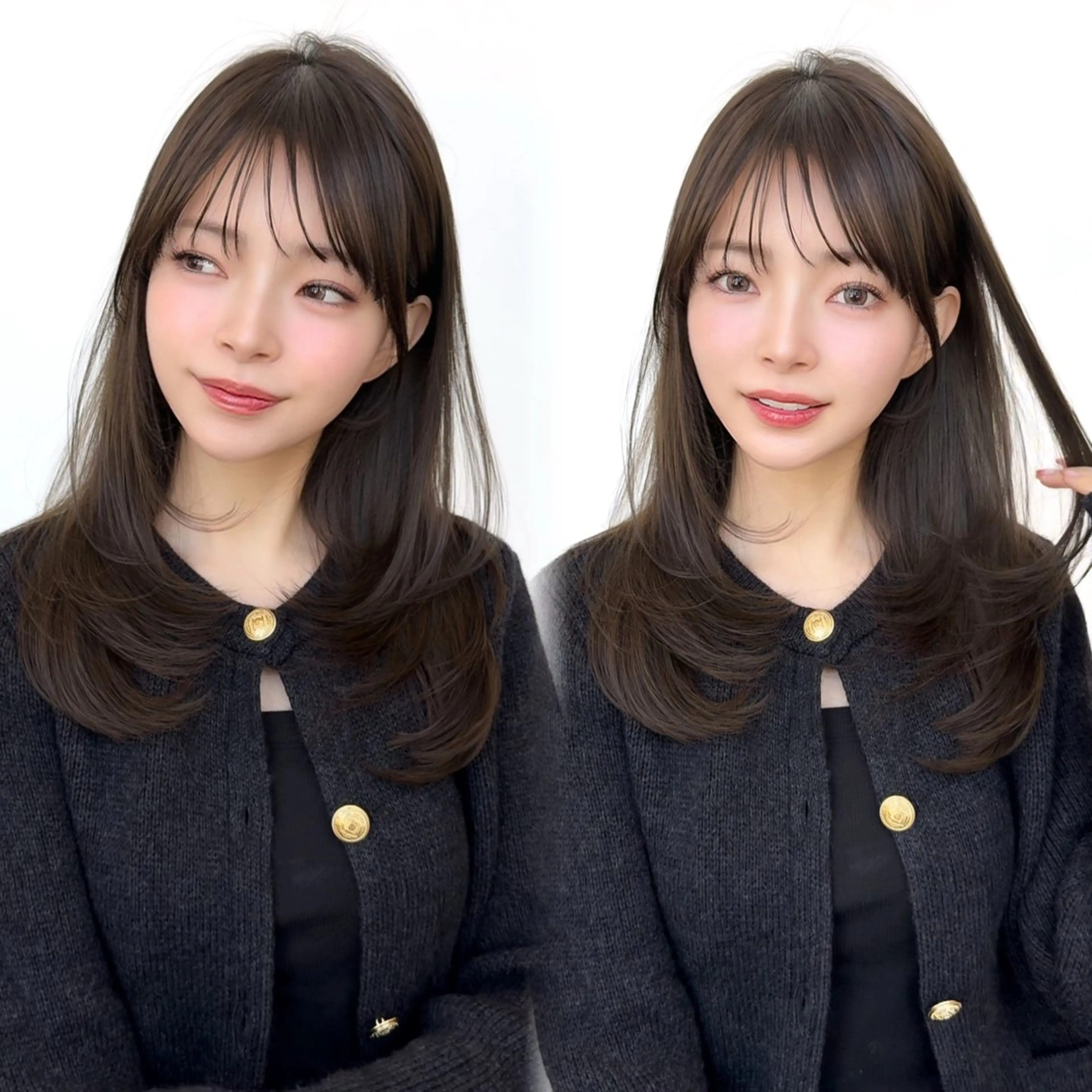 セミロング カット ヘアカラー トリートメント レイヤーカット/ 顔まわり/アオイのヘアスタイル