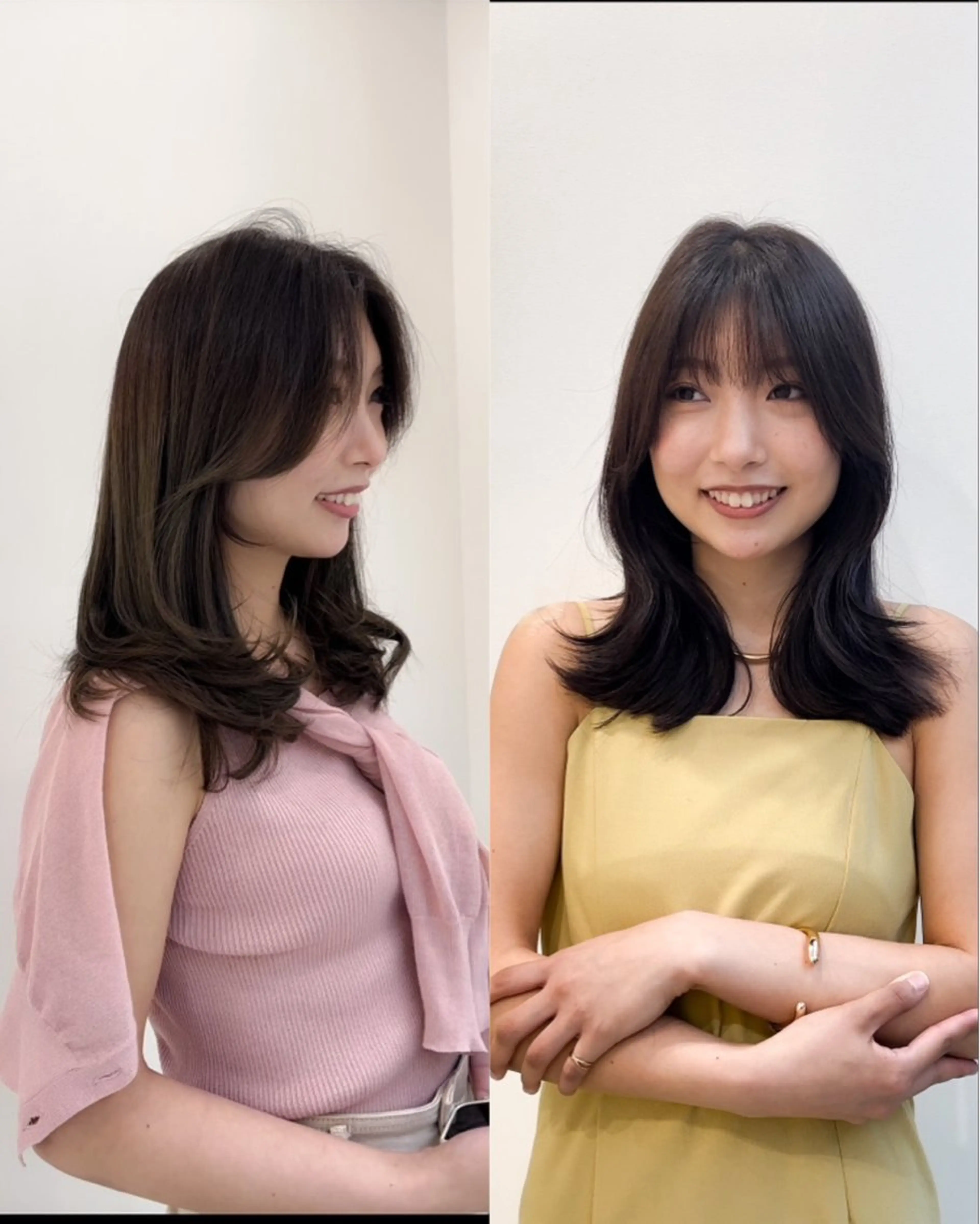 ミディアム カラー 透明感カラー グレージュ ラベンダーカラー くびれヘア 顔周りカット ミタニ/髪質改善 /レイヤーカットのヘアスタイル