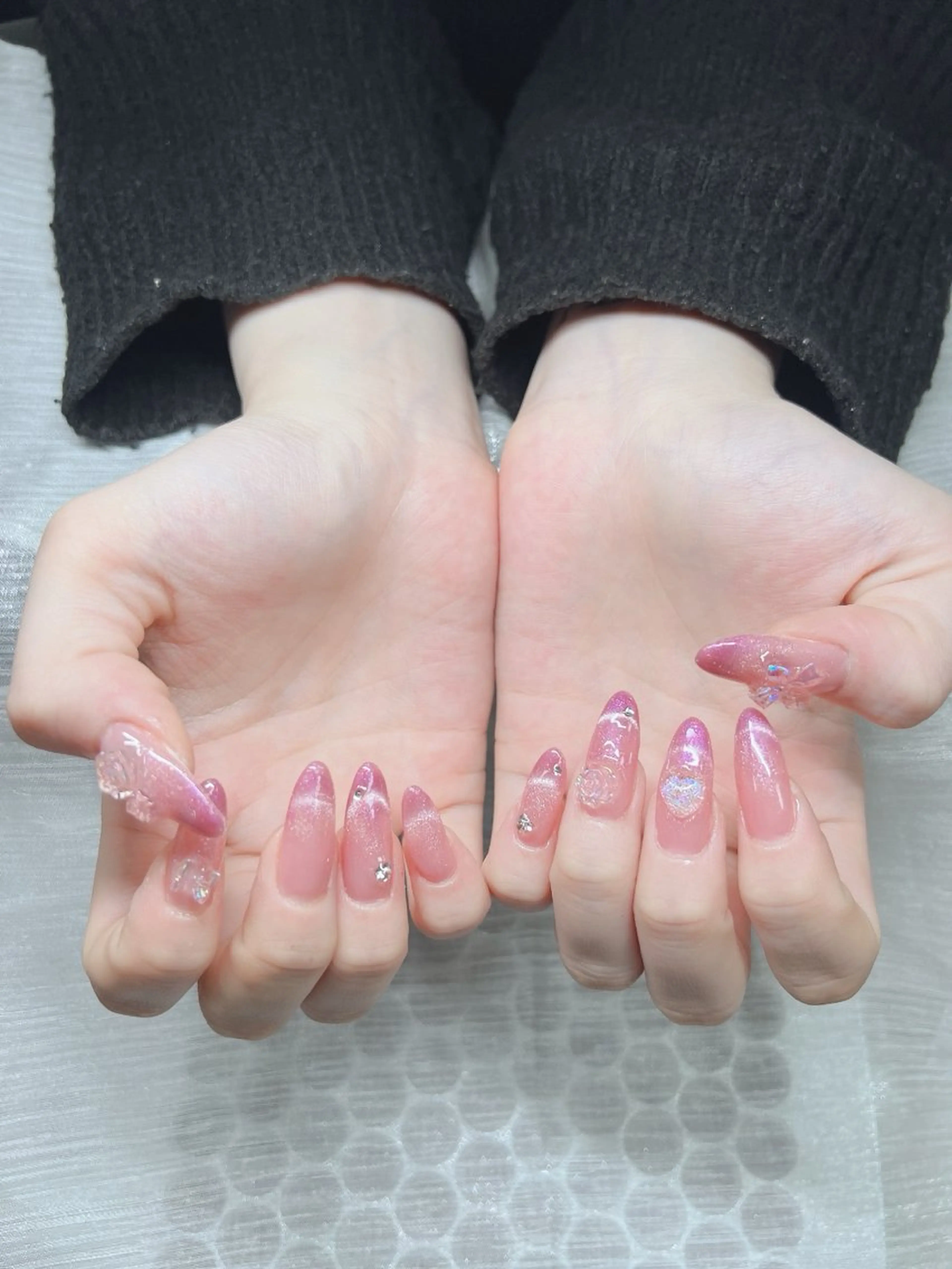ネイル オーロラネイル チークネイル 長さ出し フットネイル フレンチネイル Lee Nails チップ長さだし専門店のネイルデザイン