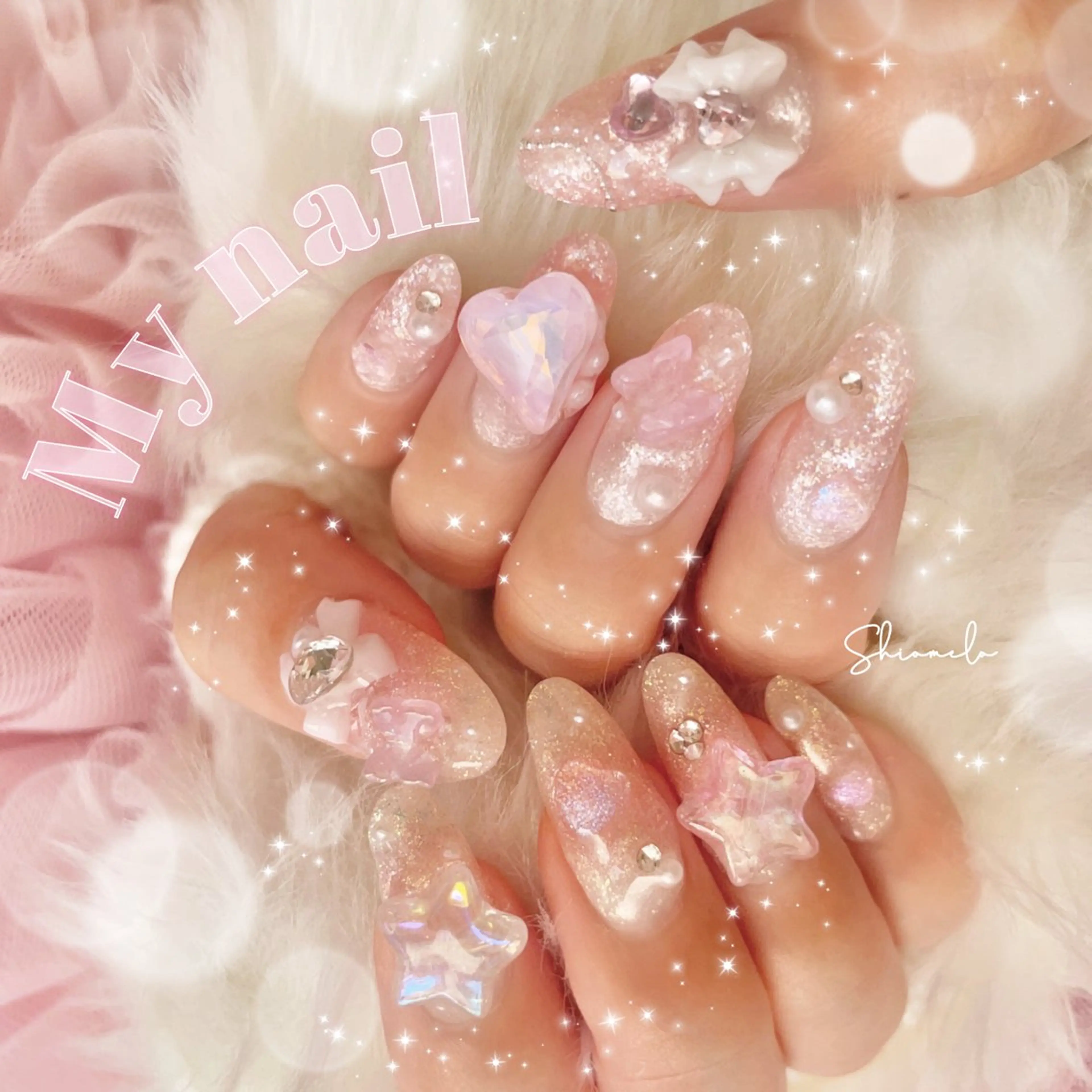 ネイル ガーリー 氷ネイル・うるうるネイル キラキラネイル Maison de l'Angeのネイルデザイン