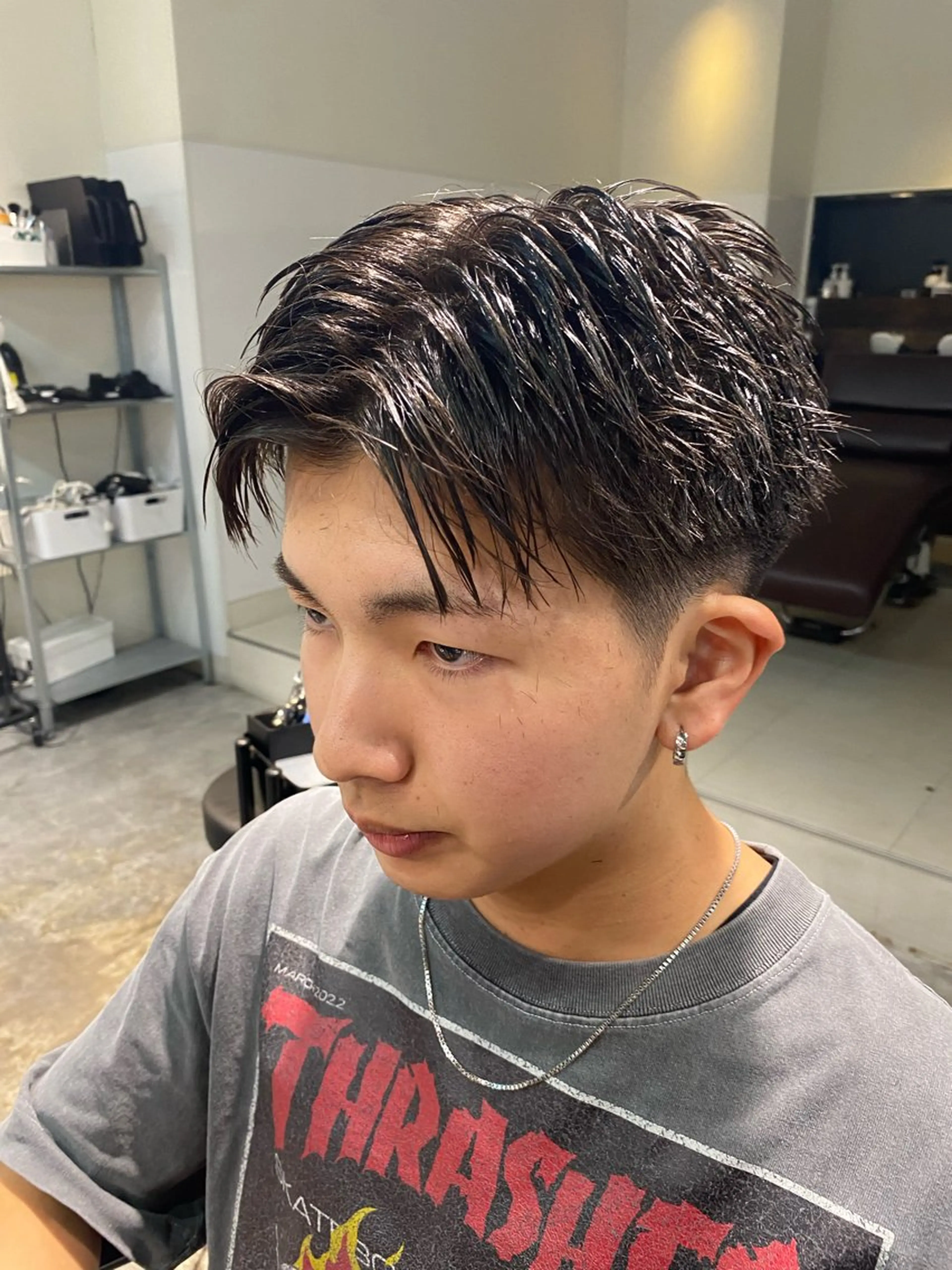 ショート メンズ パーマ特化/フェザー パーマシャドウ/真生のヘアスタイル