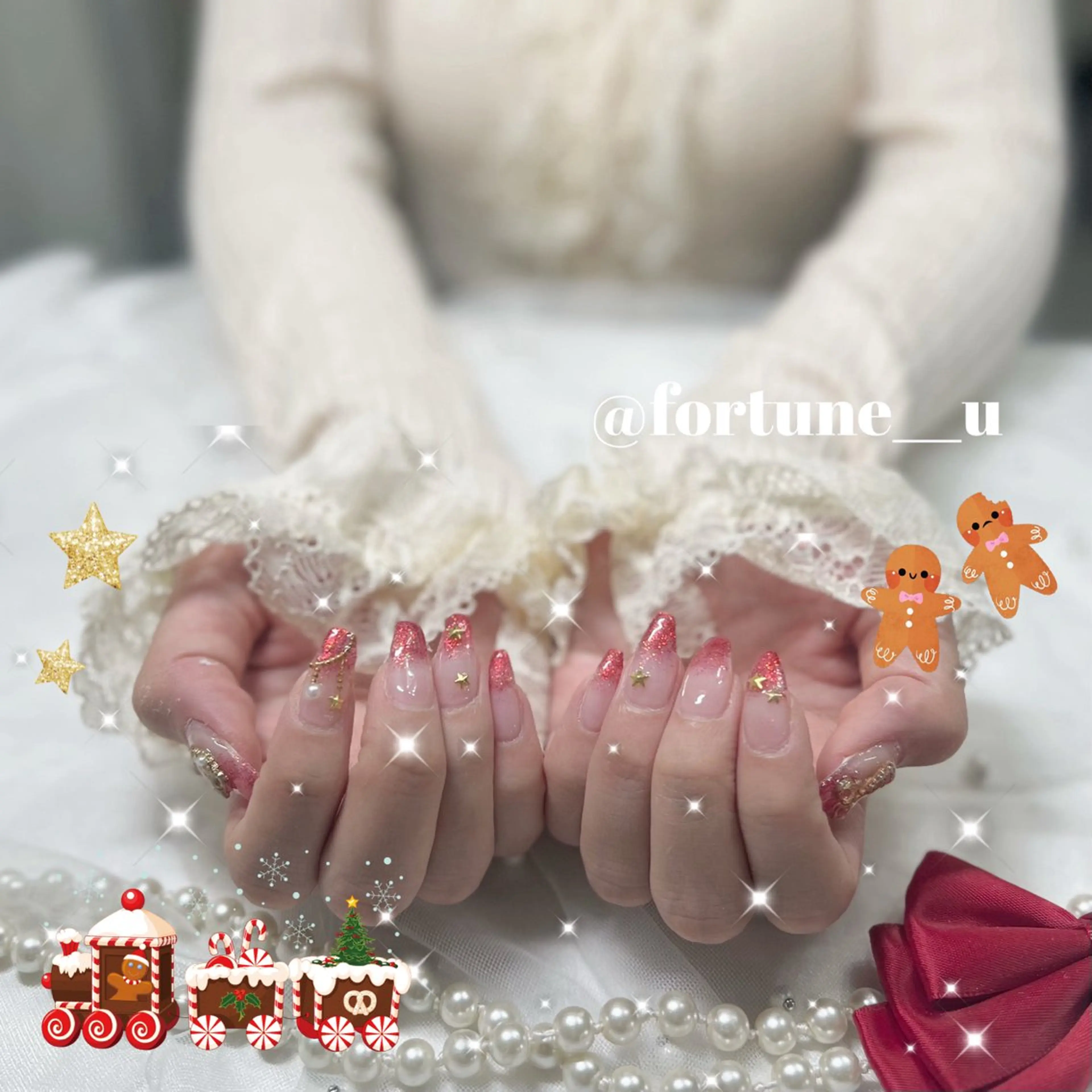 ネイル フレンチネイル ガーリー 韓国ネイル 水色 持ち込み ハンドネイル 💜 Yuuna💜のネイルデザイン