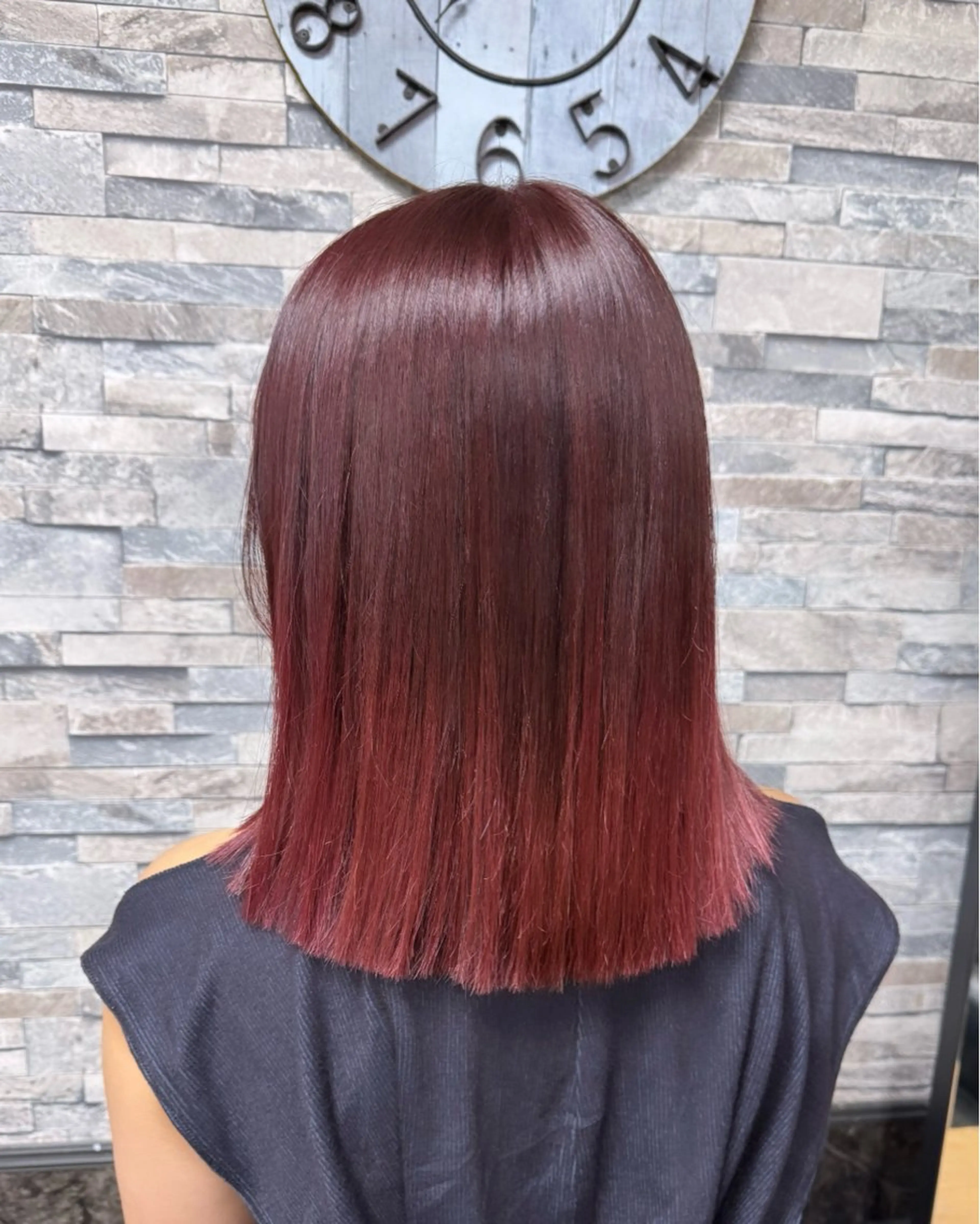 ミディアム カラー レッドカラー tace新宿 めいのヘアスタイル