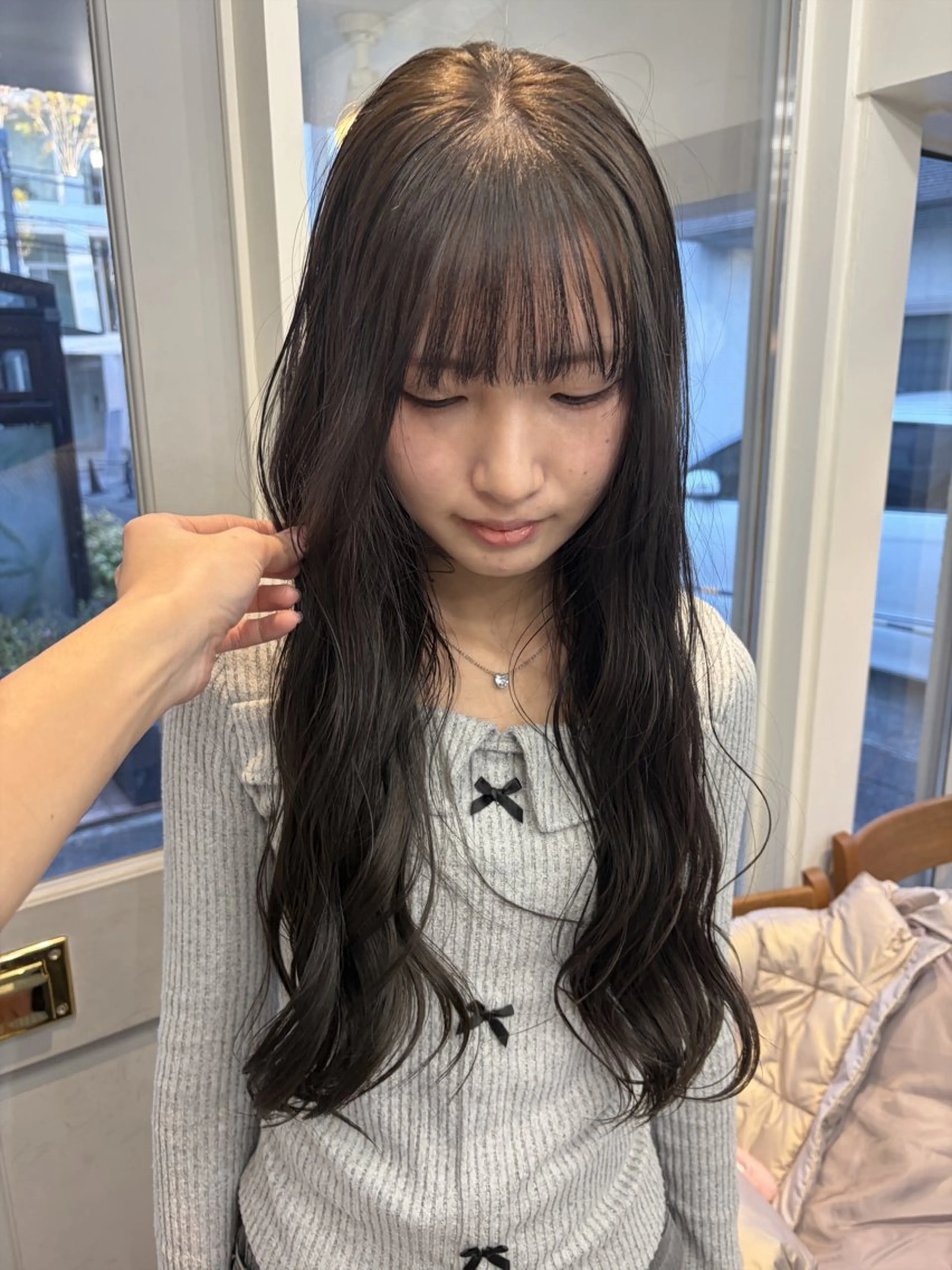 セミロング カラー グレージュ ヘアカラー トリートメント 赤み消しカラー/ オリーブ/トモキのヘアスタイル