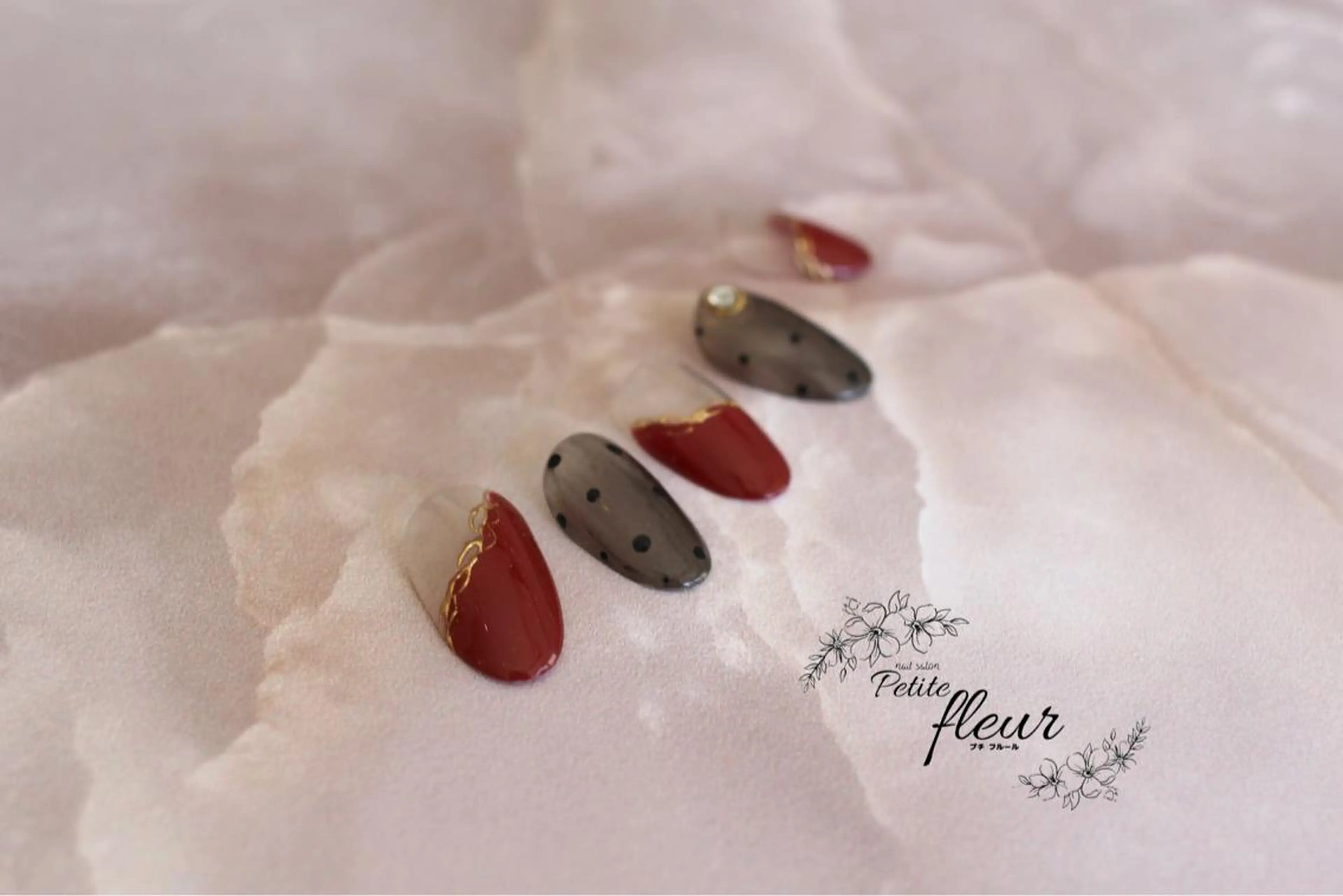 ネイル ボルドー ❁⃘*。Petite fleur❁⃘*りさのネイルデザイン