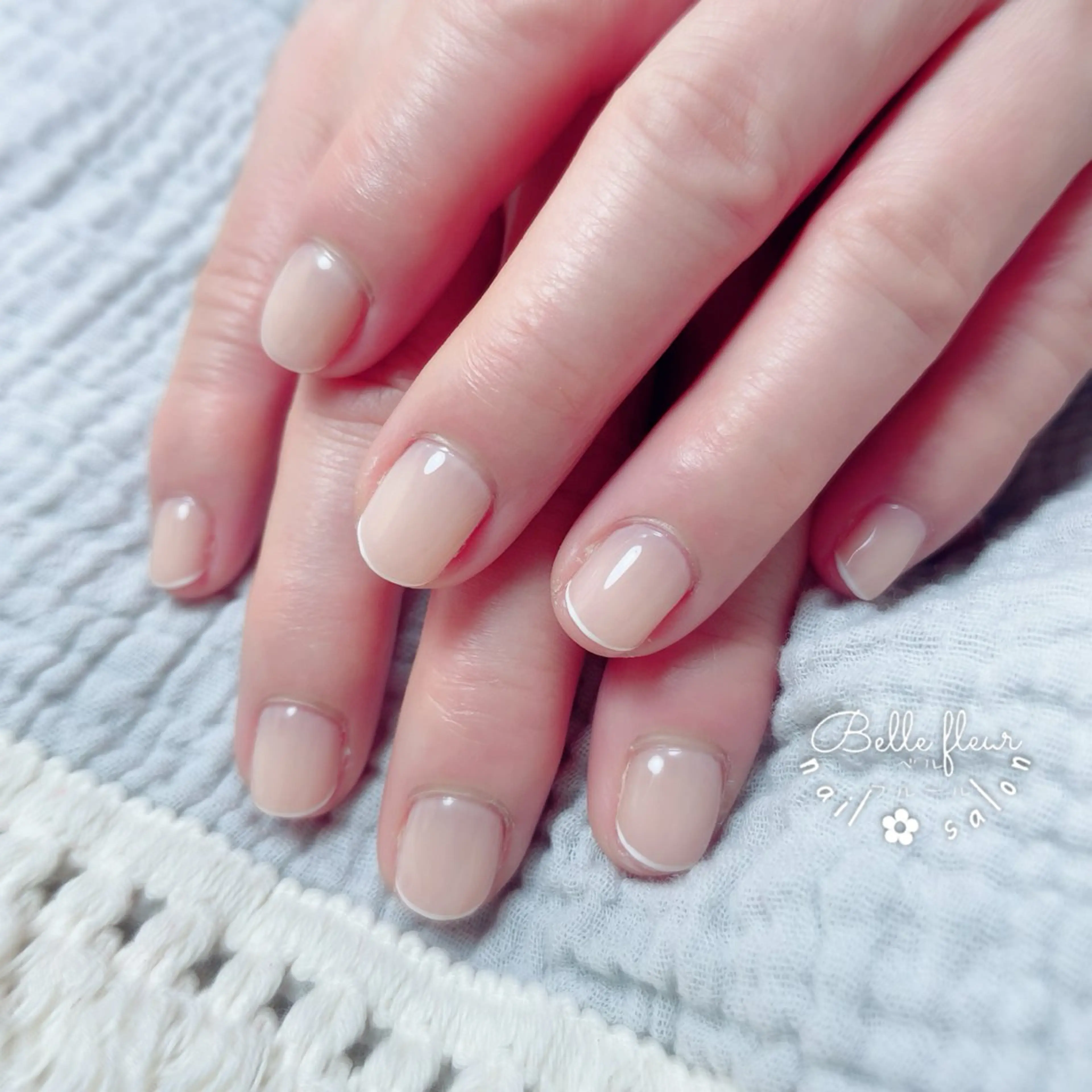 ネイル フレンチネイル グリーン ハンドネイル ﾈｲﾙｻﾛﾝ Bellefleurのネイルデザイン