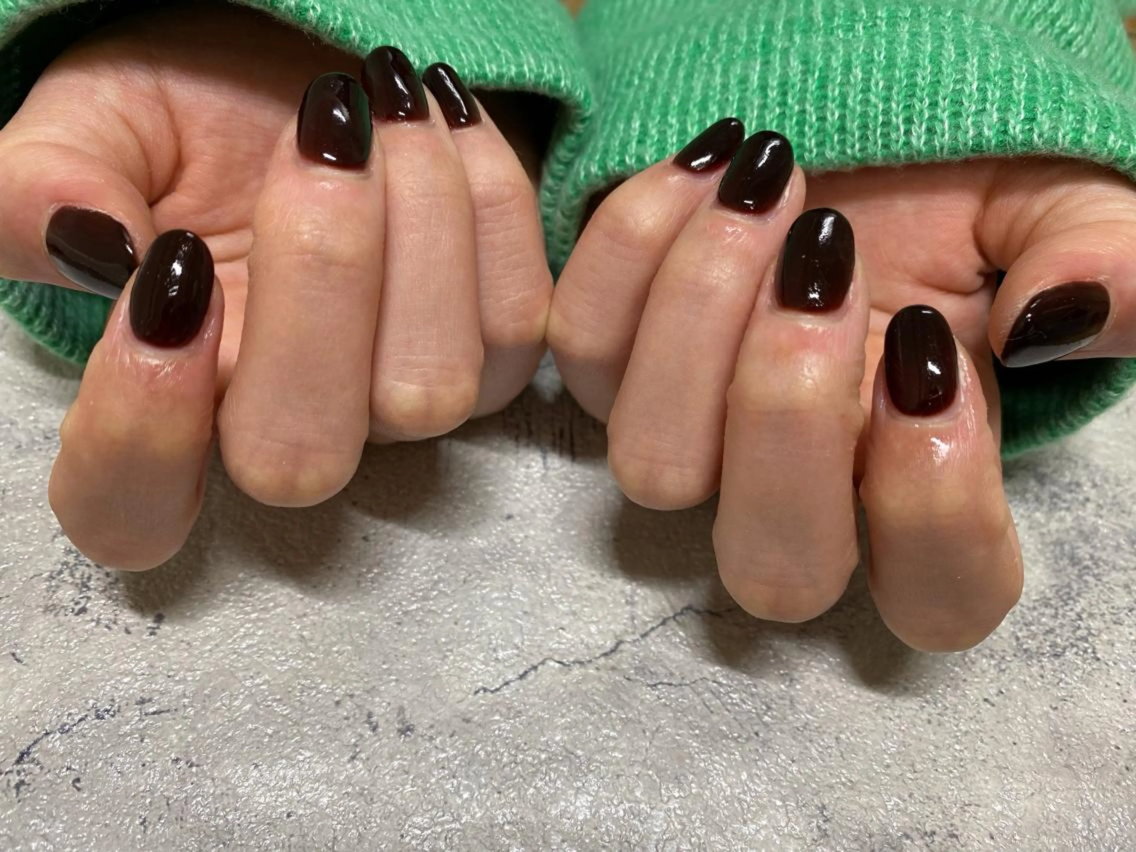 ネイル ブラウン ワンカラーネイル ハンドネイル Mogu nail 二子玉川のネイルデザイン