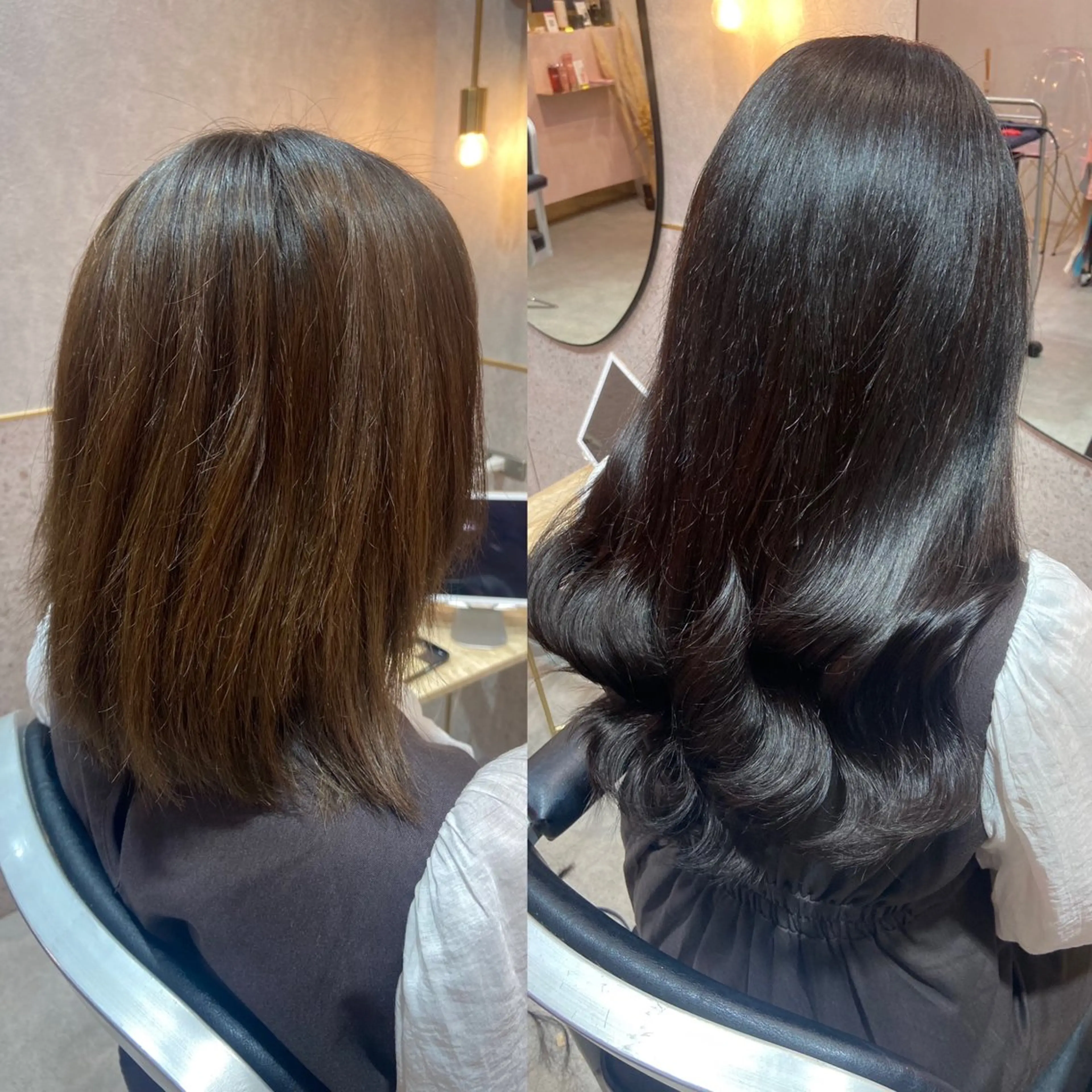 ロング カラー シールエクステ 黒髪 ブルーカラー ブルーブラック エクステ カット ヘアカラー エクステ 新宿/韓国ヘア 中明度カラー/かやのヘアスタイル