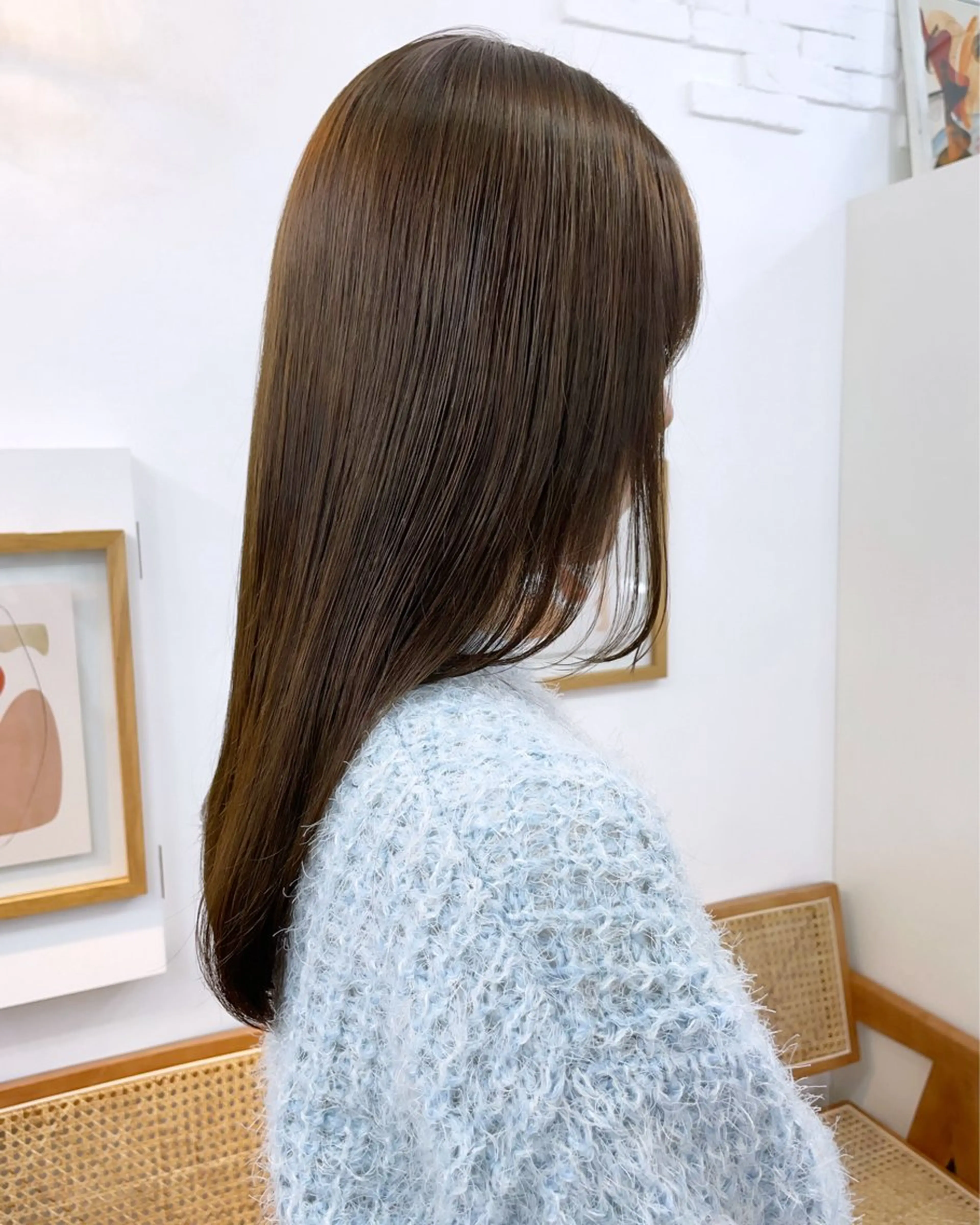 セミロング カラー ベージュカラー 透明感カラー イルミナカラー オリーブベージュ ✨髪質改善✨原宿 えのもと　はなのヘアスタイル