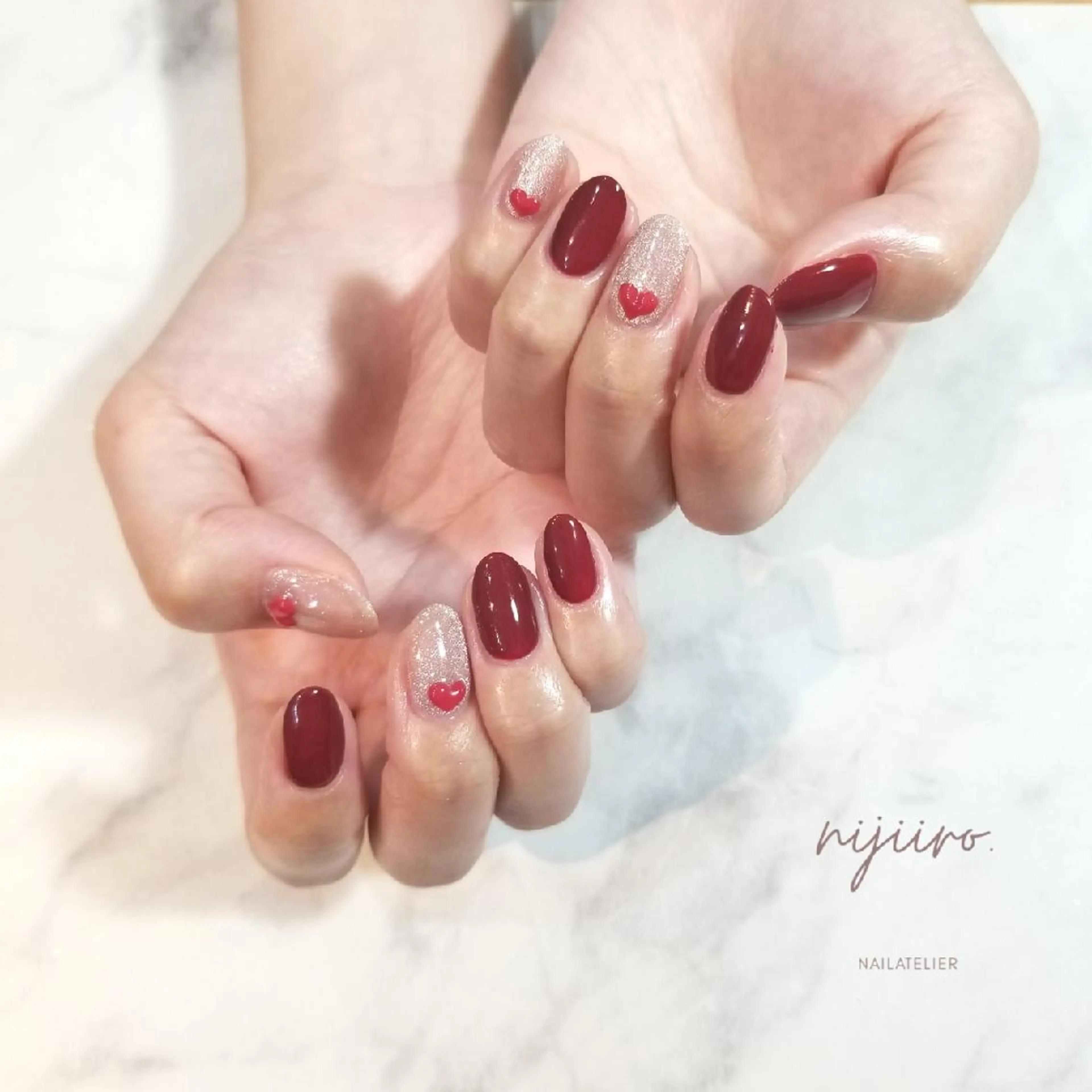 ネイル ハート マグネットネイル ハンドネイル nailatelier nijiiro.所属・nijiiro🌈 サトウのネイルデザイン