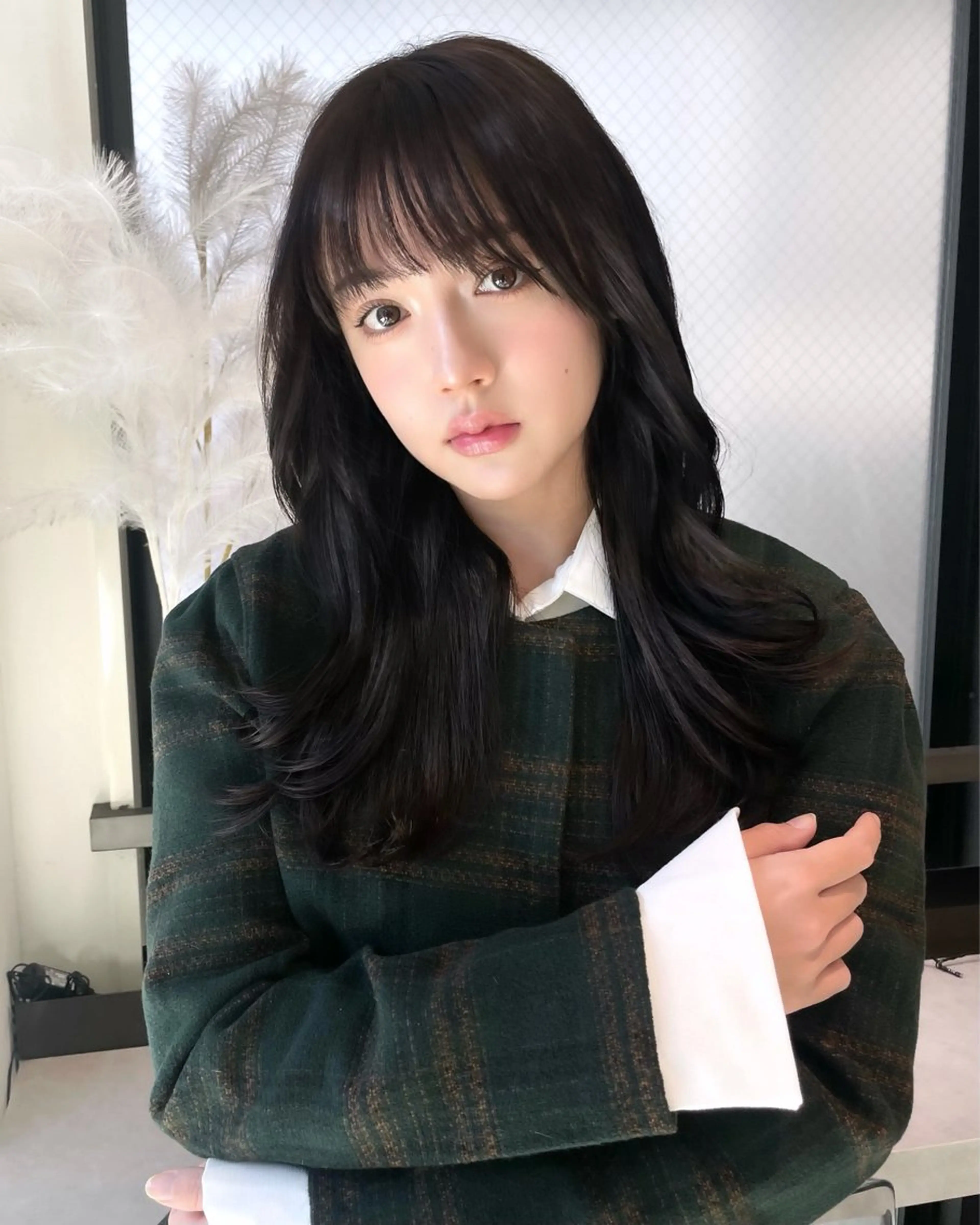 ロング カラー くびれヘア くびれレイヤー レイヤーカット カット ヘアカラー トリートメント ヘッドスパ Qin shaire salon 原宿店所属・レイヤーカット 韓国ヘアayameのヘアスタイル