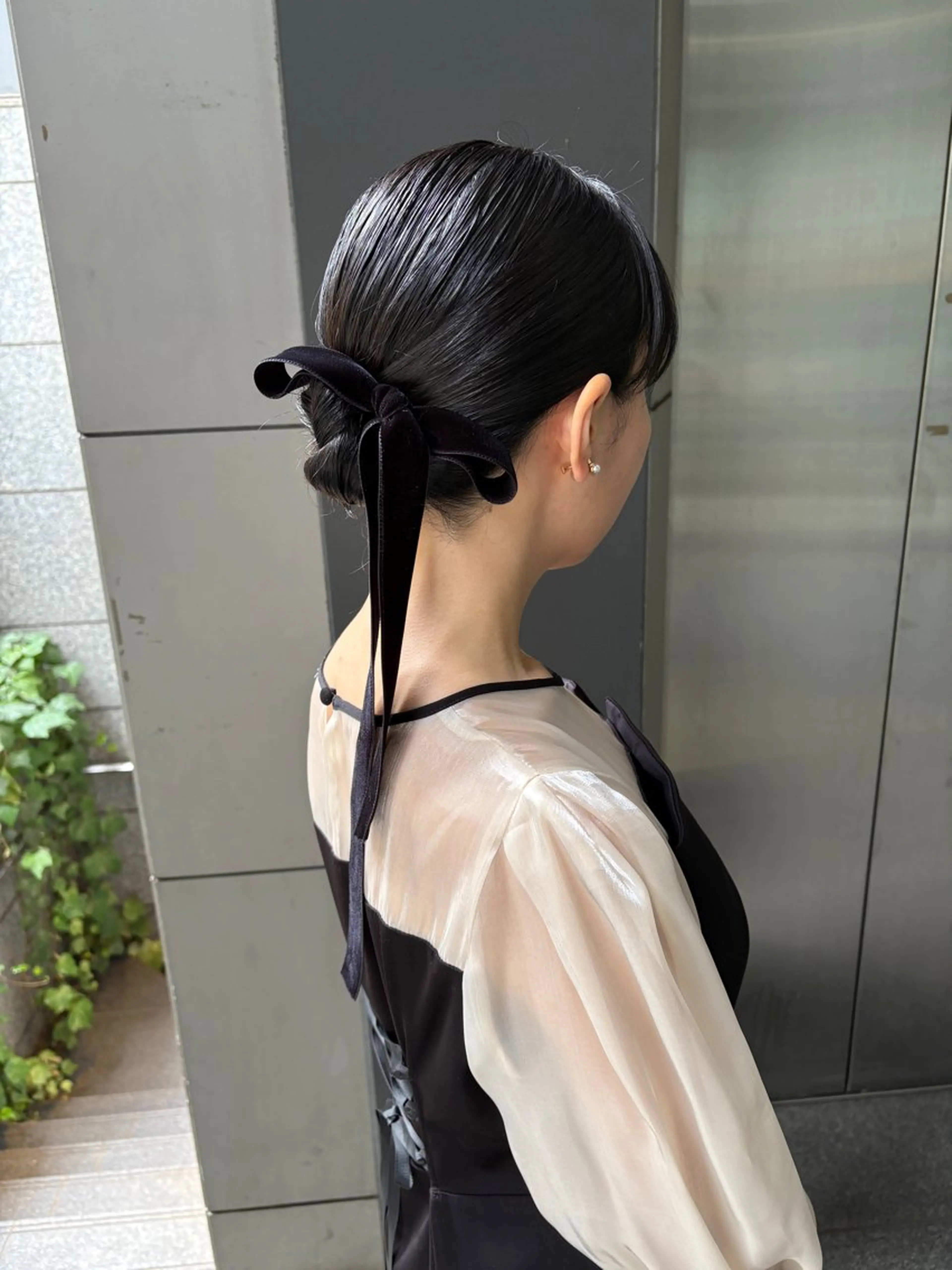 【秋冬人気NO.1】ベロアリボン付お呼ばれヘアセット🎀（早朝料金無料🆓）の写真