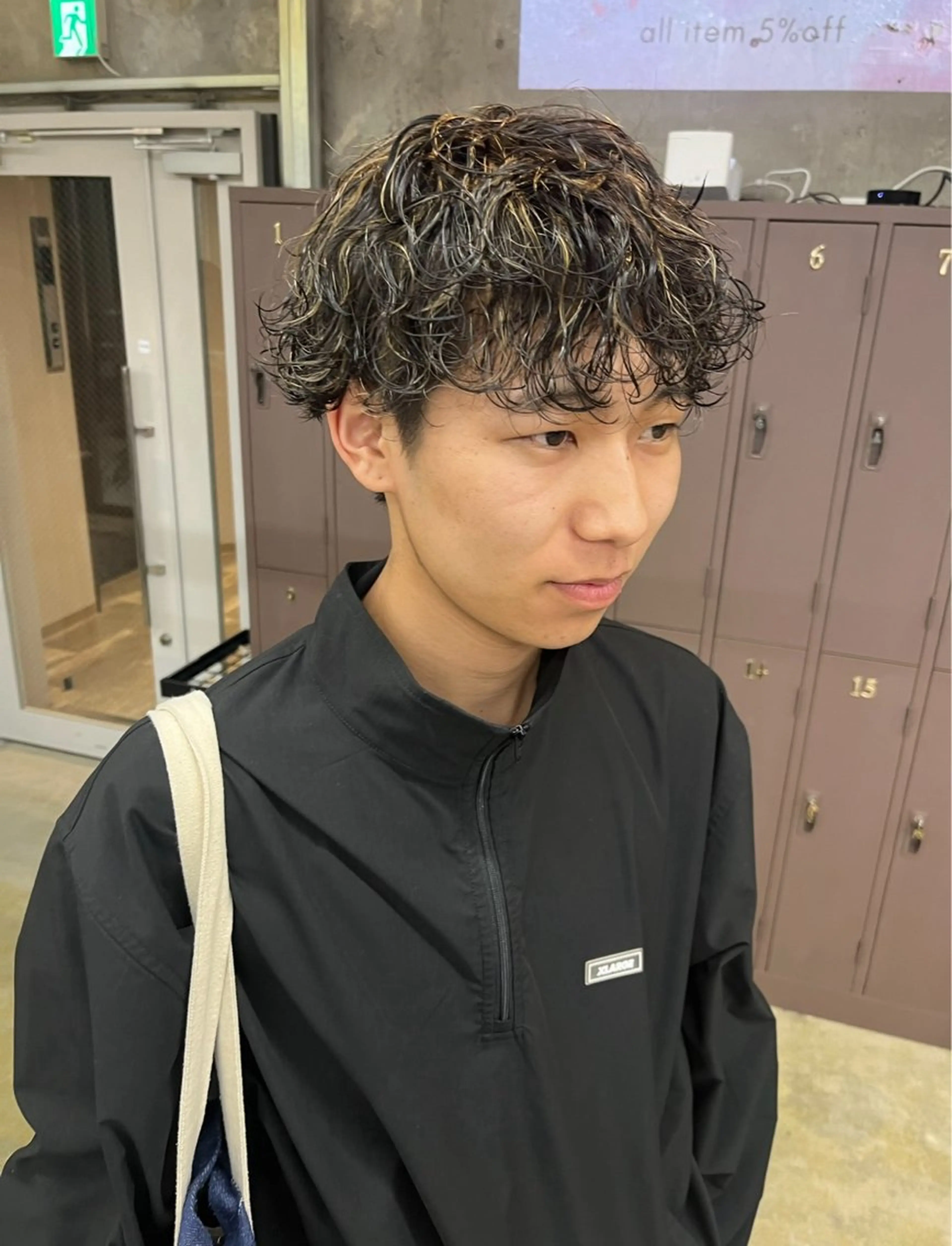 ショート カラー パーマ メンズ ナガノリノ /ボブ/ ベージュ/暖色のヘアスタイル