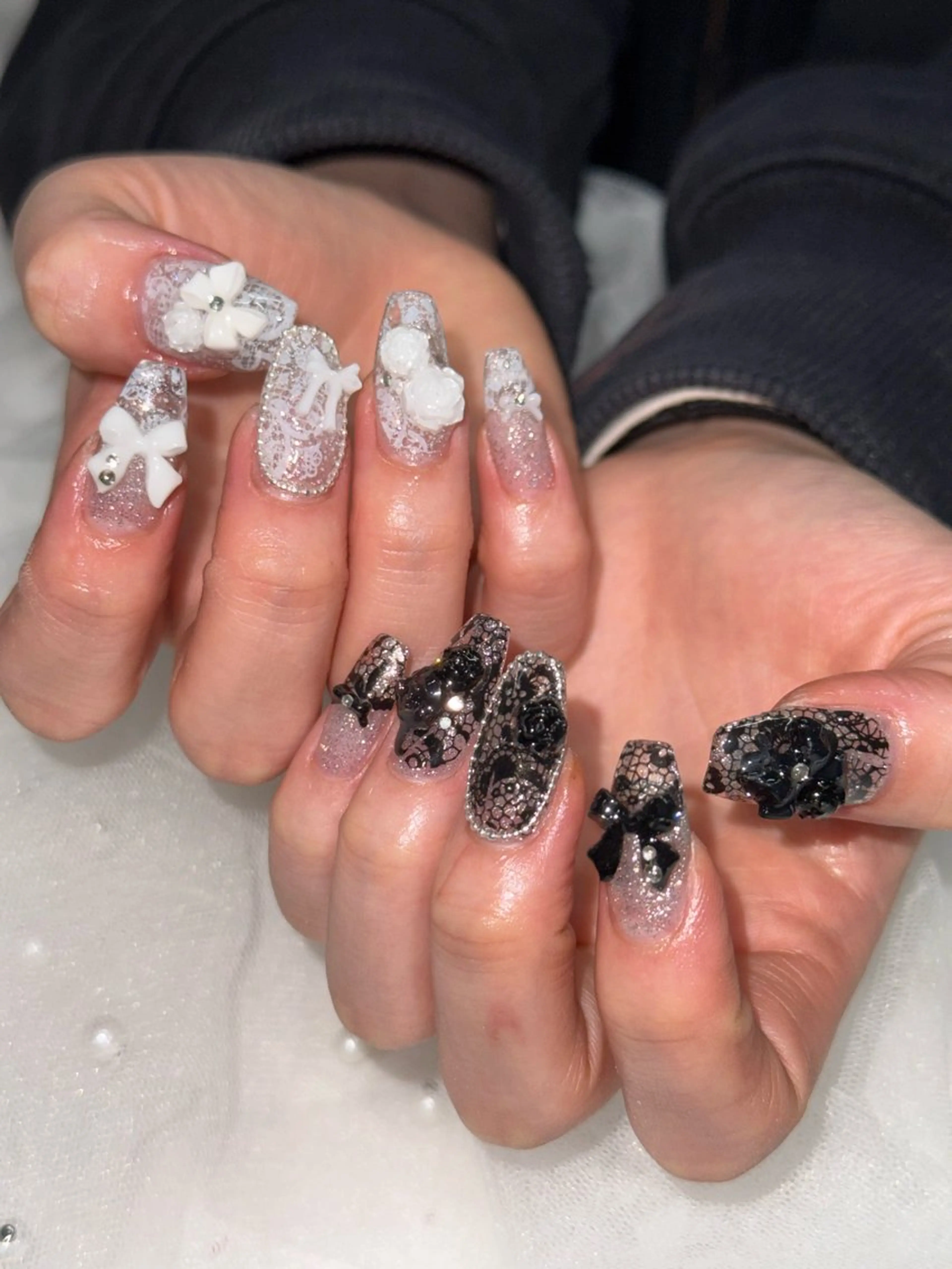 ネイル フラッシュネイル レース ハンドネイル WOLTOKYO渋谷 yunaのネイルデザイン