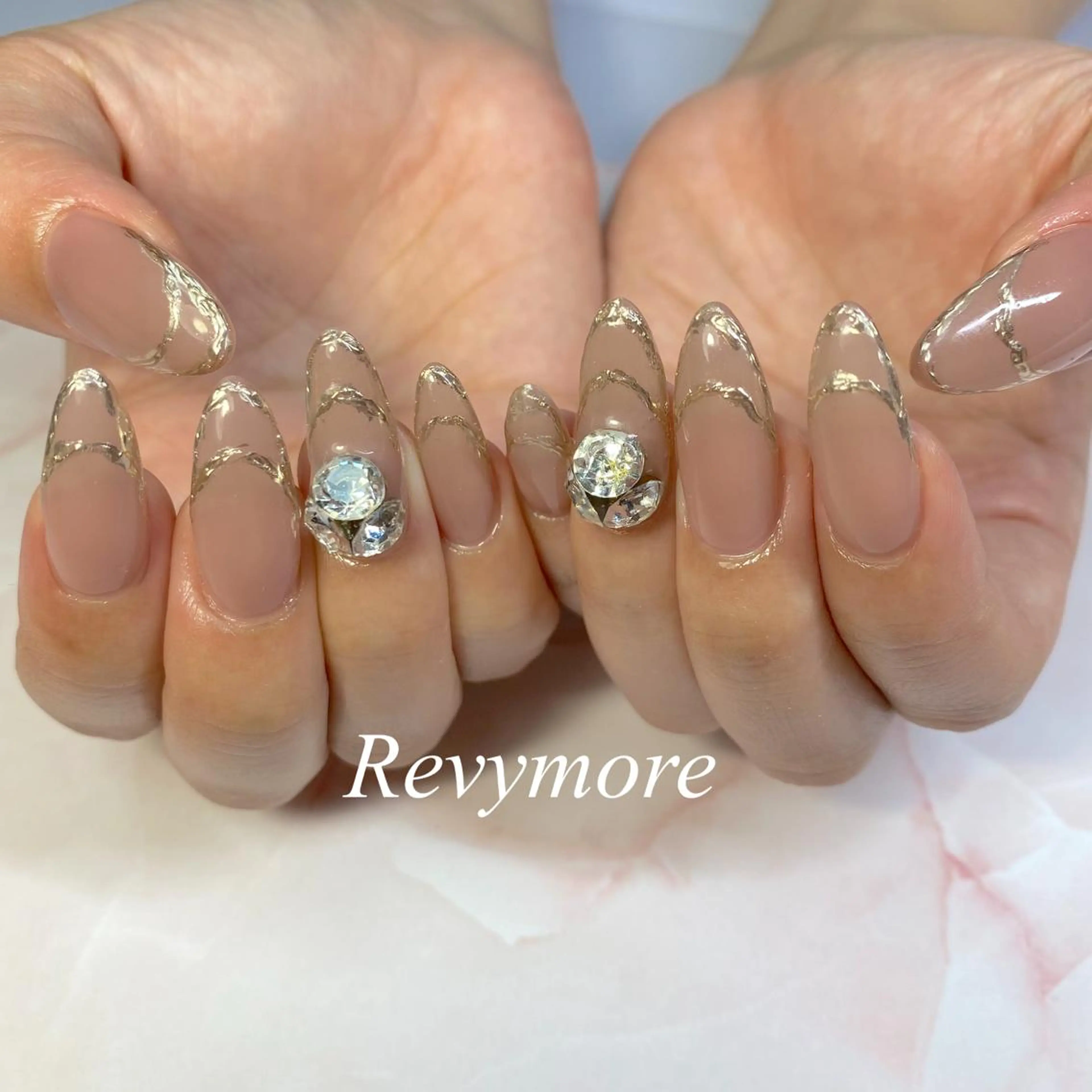 セミロング ネイル アートネイル フレンチネイル ジェルネイル ミラーネイル シンプルネイル nail salon Revymore所属・nail salon Revymoreのネイルデザイン