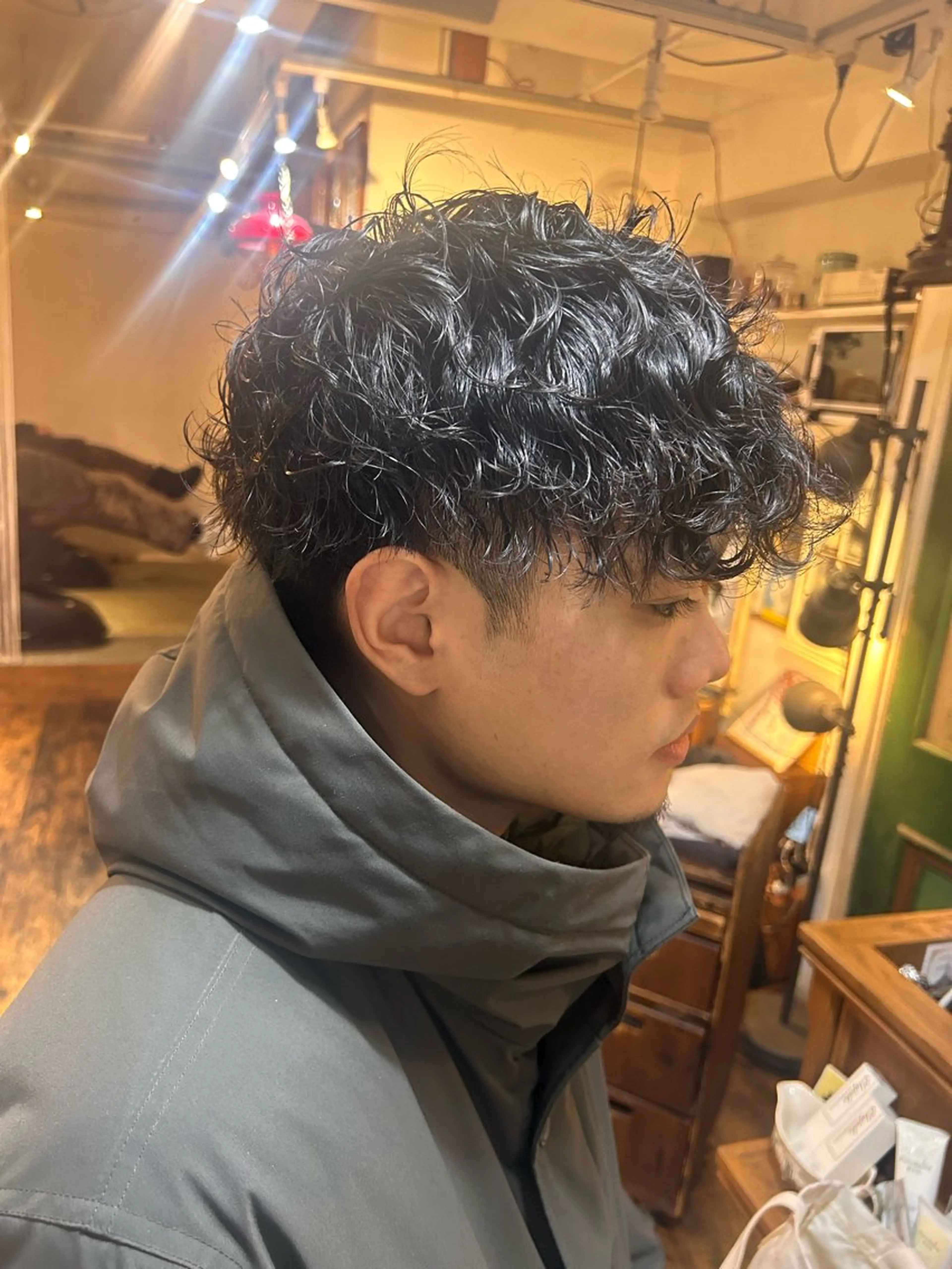 ショート パーマ メンズ カット パーマ 清水千優/パーマ/透 明感カラー/メンズのヘアスタイル