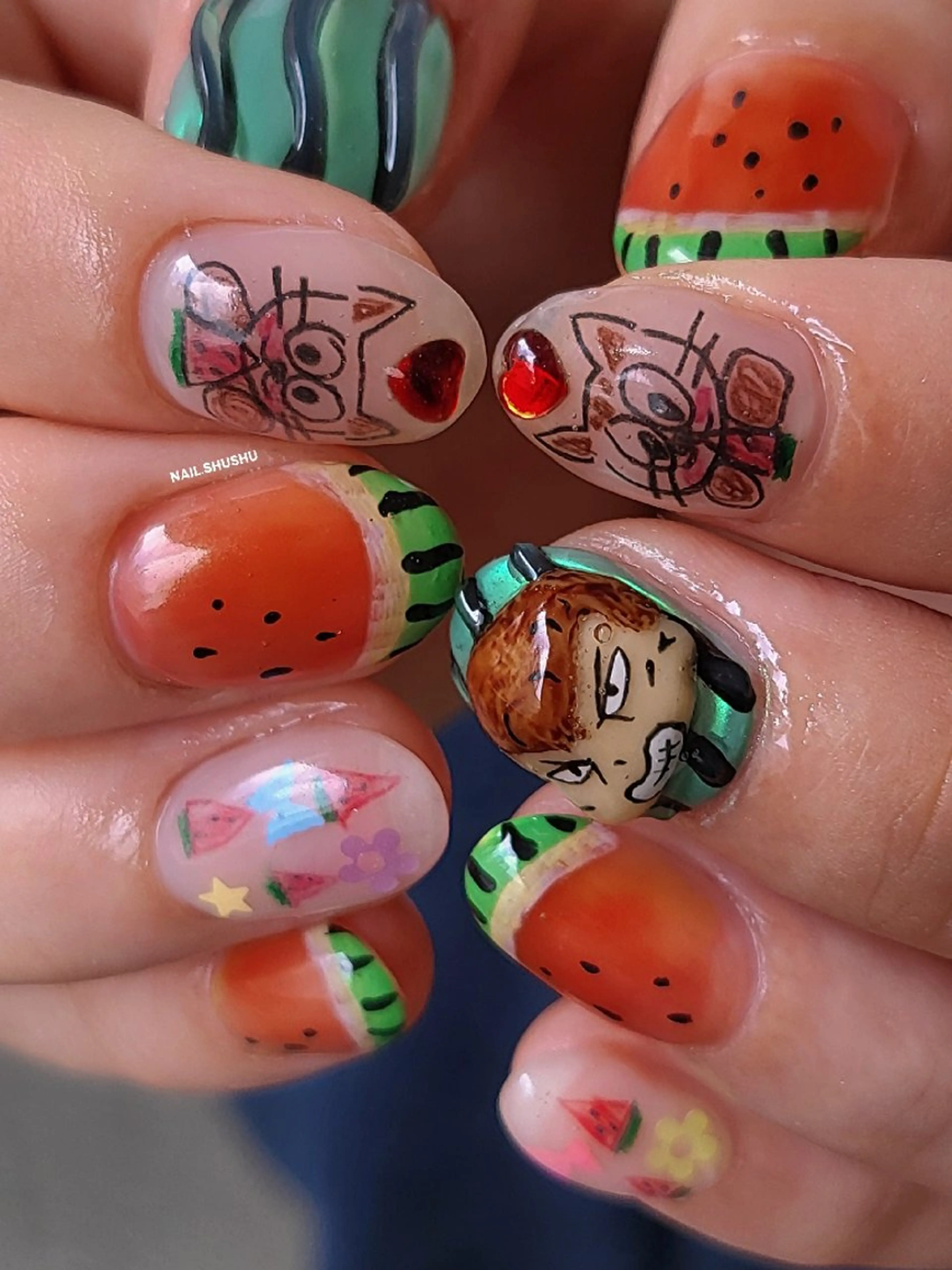 ネイル ハンドネイル 3dパーツ/流行り 👧shushu❤️のネイルデザイン