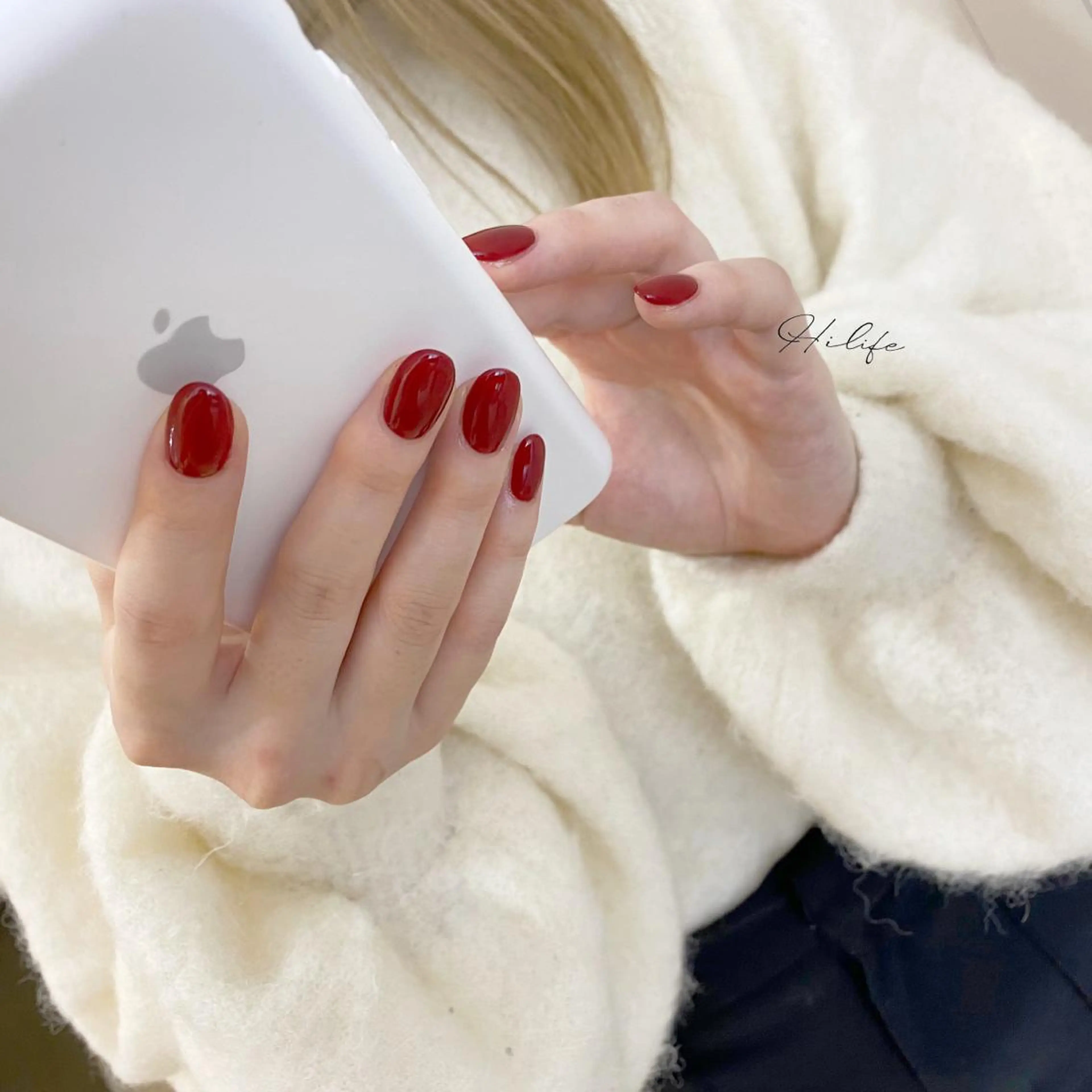 ネイル ボルドー ワンカラーネイル スカルプネイル シンプルネイル ハンドネイル Nail Adore.のネイルデザイン