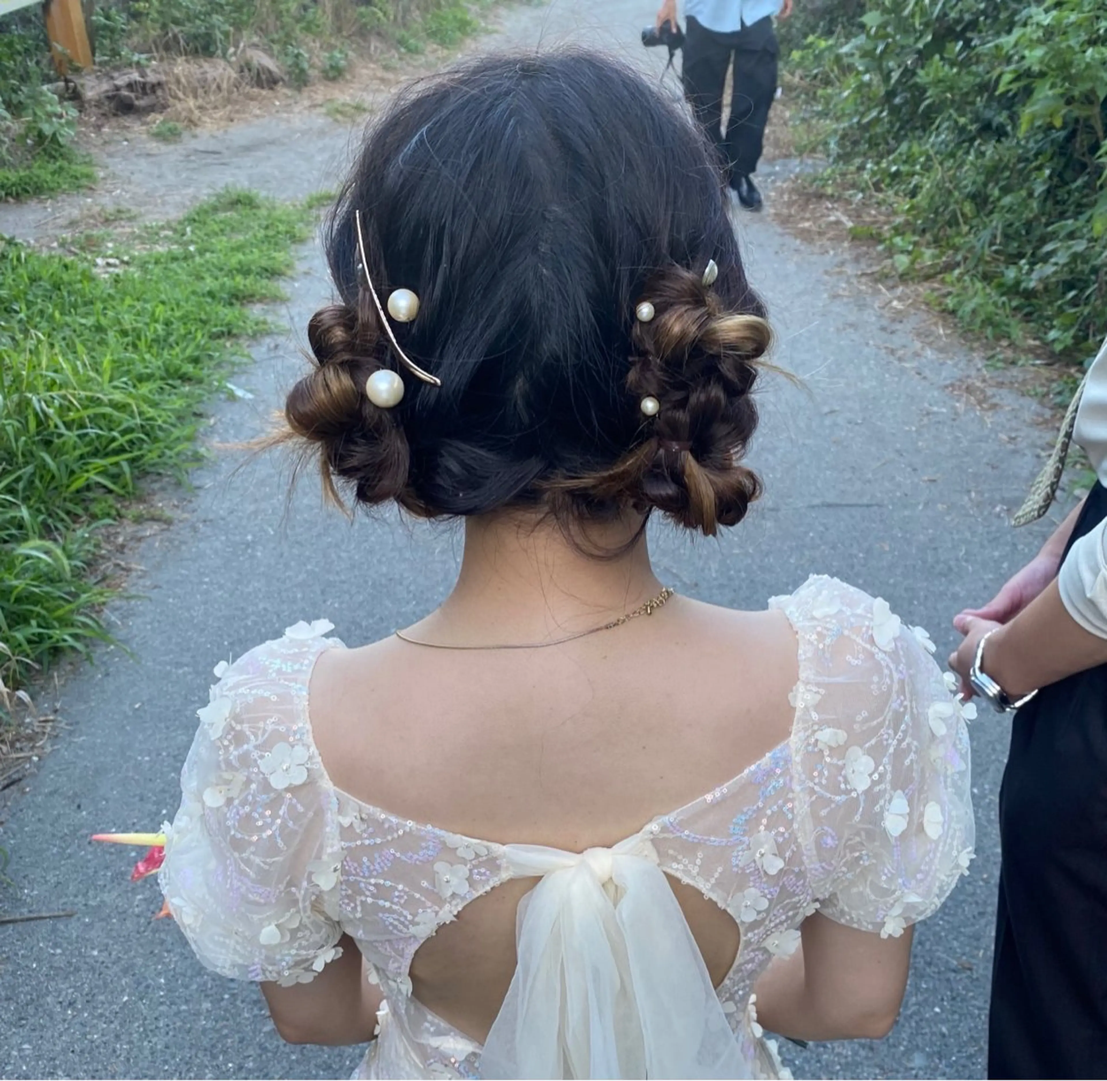 セミロング お団子ヘア Uyu所属・risa/恵比寿/ ヘアセットのヘアスタイル