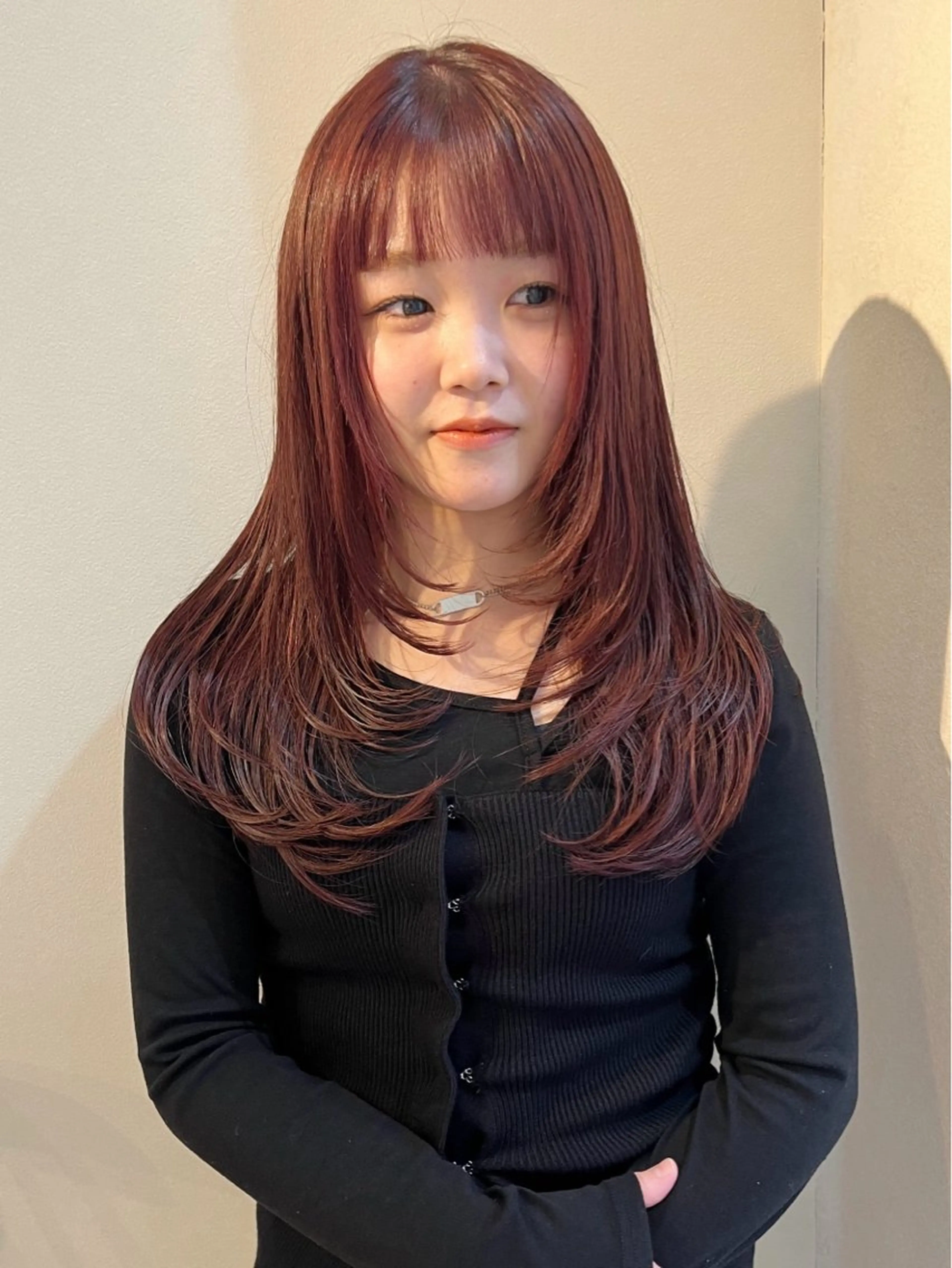 ロング レッドブラウン レイヤーカット カット ヘアカラー keshiki🦋 Nanaのヘアスタイル