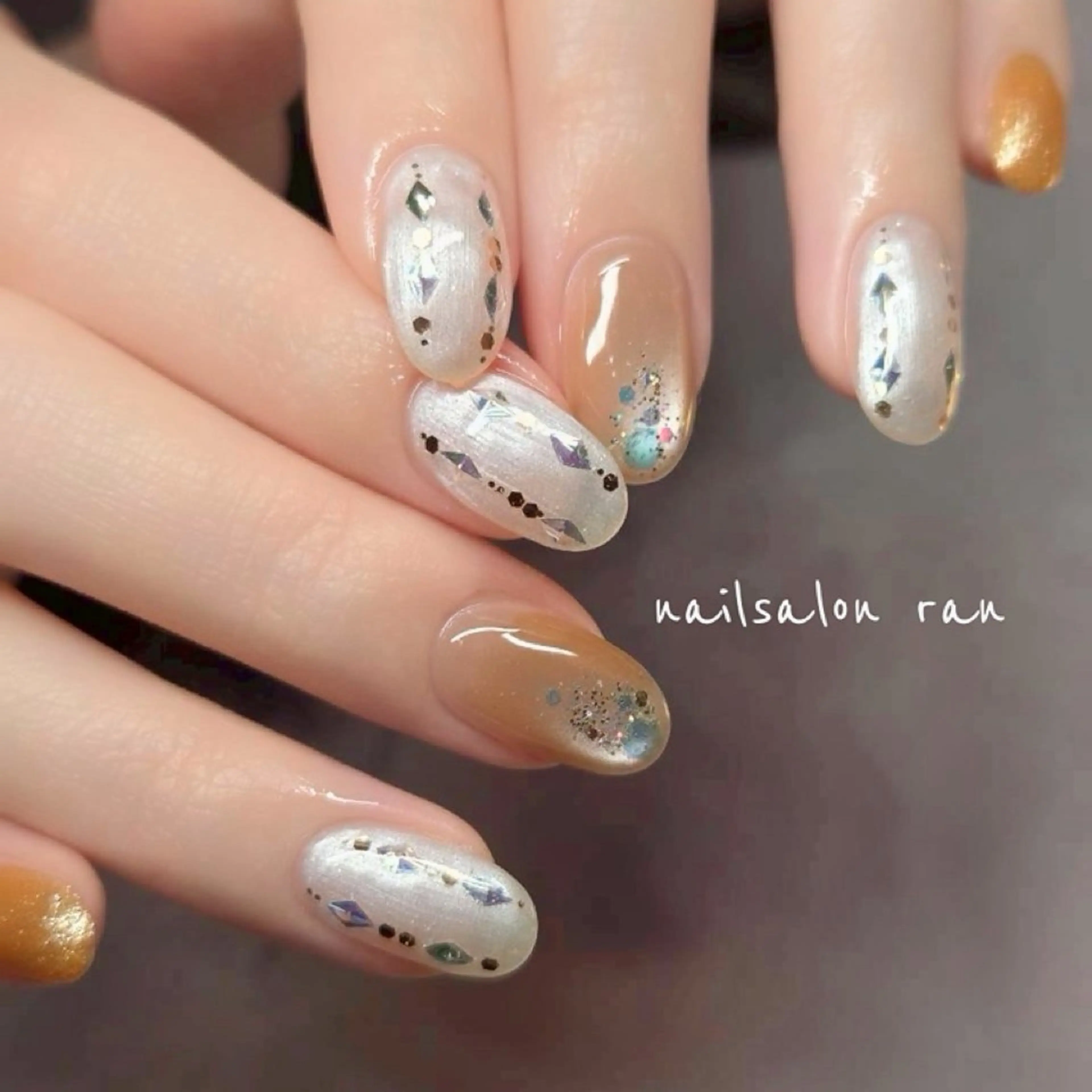 ネイル キラキラネイル ニュアンスネイル ハンドネイル nailsalon ranのネイルデザイン