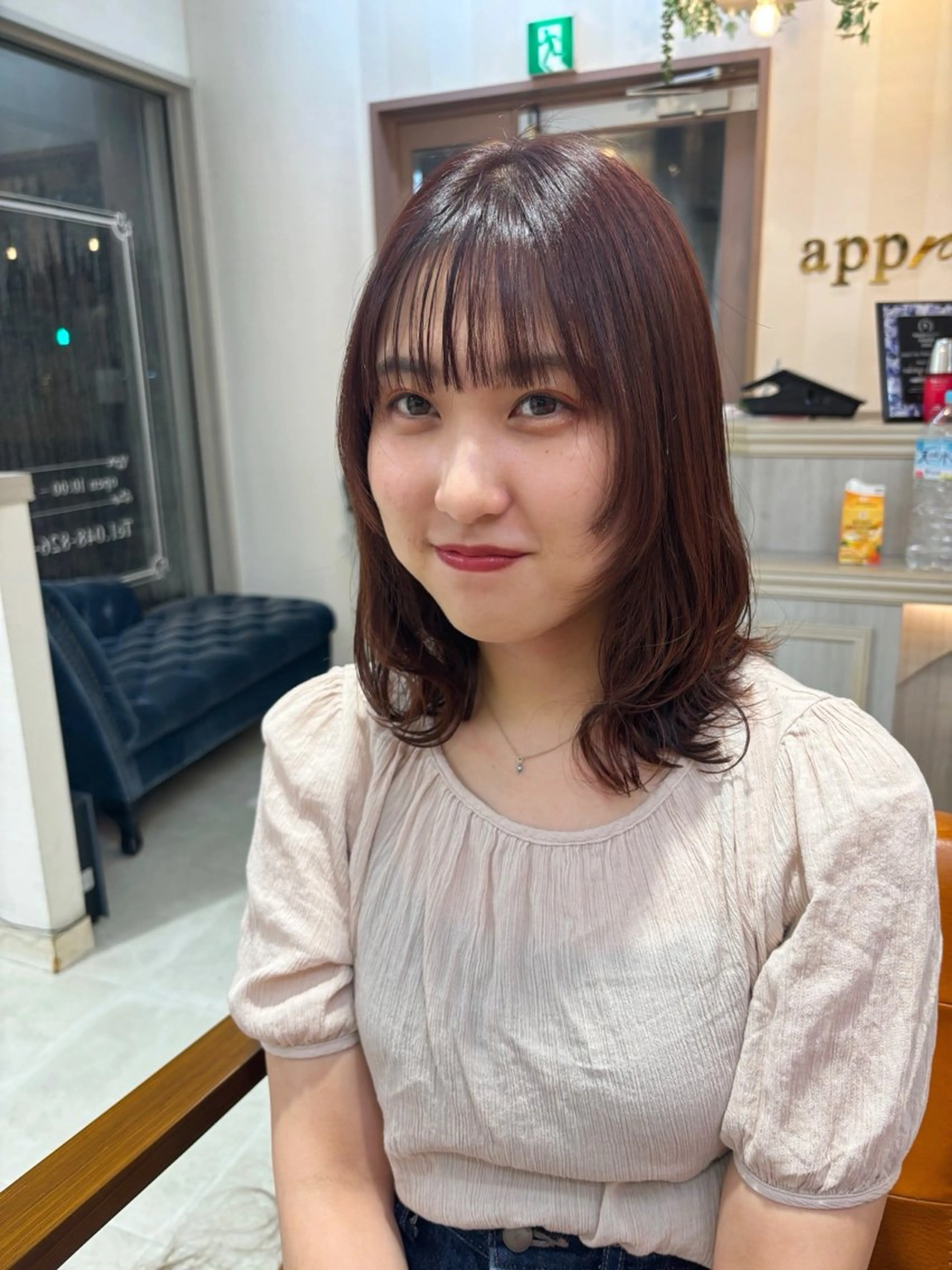 ミディアム カラー ヘアアレンジ ブラウンカラー オレンジ オレンジブラウン 艶髪/髪質改善/ 松村きさらのヘアスタイル