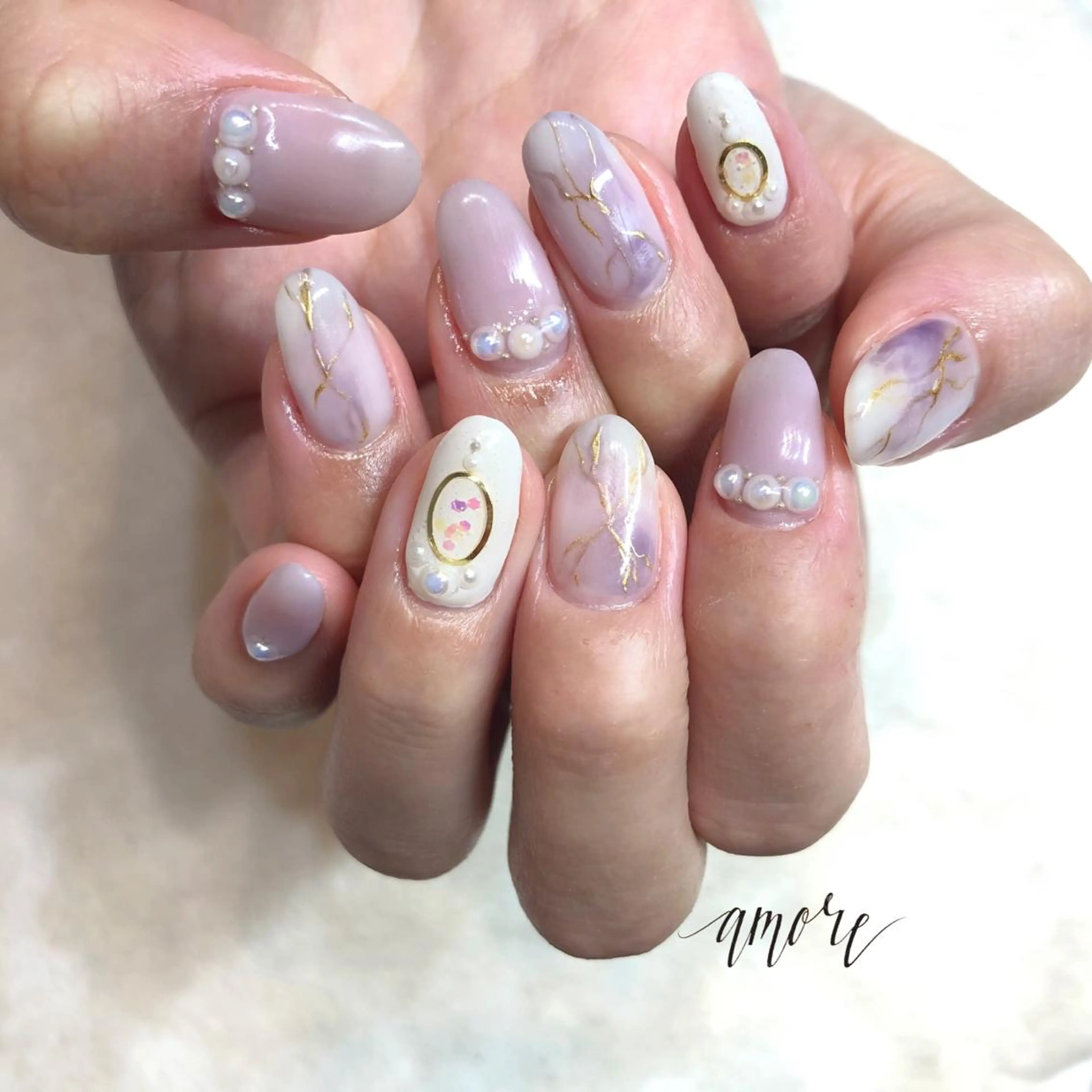 ネイル アートネイル ジェルネイル 大理石ネイル(マーブル) ニュアンスネイル You kyehwaのネイルデザイン