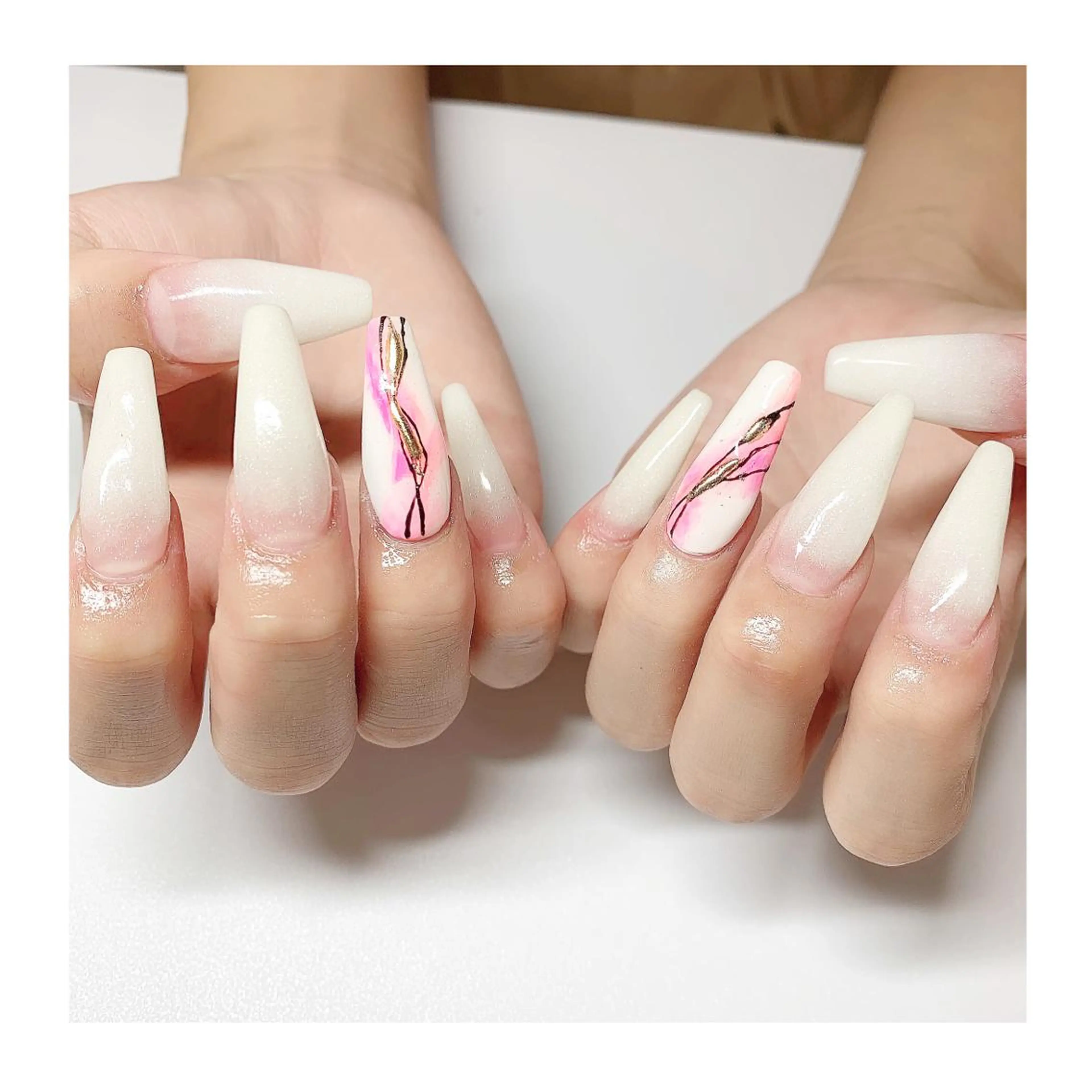 ネイル アートネイル グラデーション 大理石ネイル(マーブル) スカルプネイル LaLa Peach 福岡のマツエク・マツパデザイン