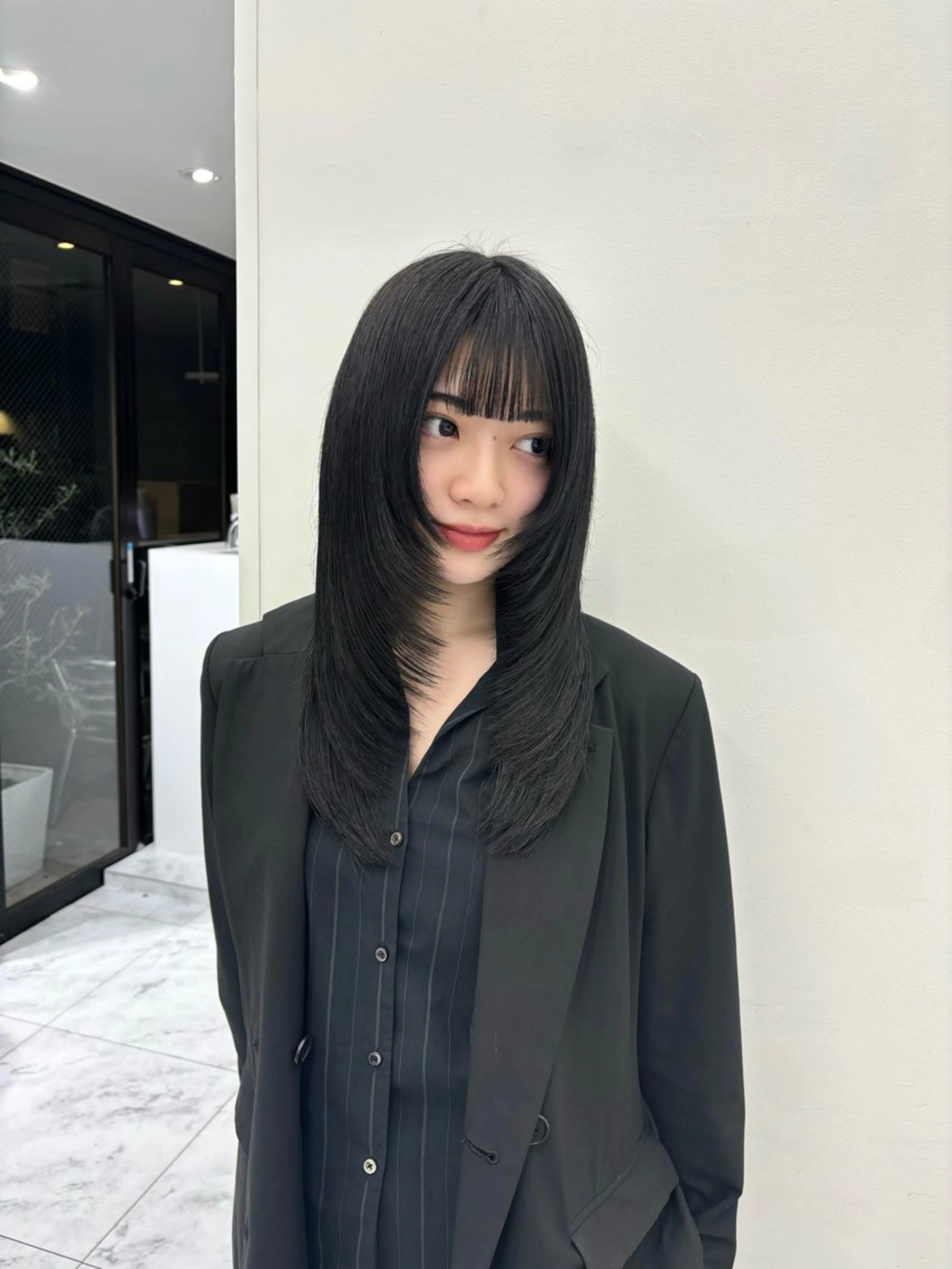 ロング カラー 黒髪 ブルーカラー ブルーブラック 透明感カラー レイヤーカット カット ヘアカラー Beleza Era所属・韓国レイヤー/ 縮毛矯正🎀minaのヘアスタイル