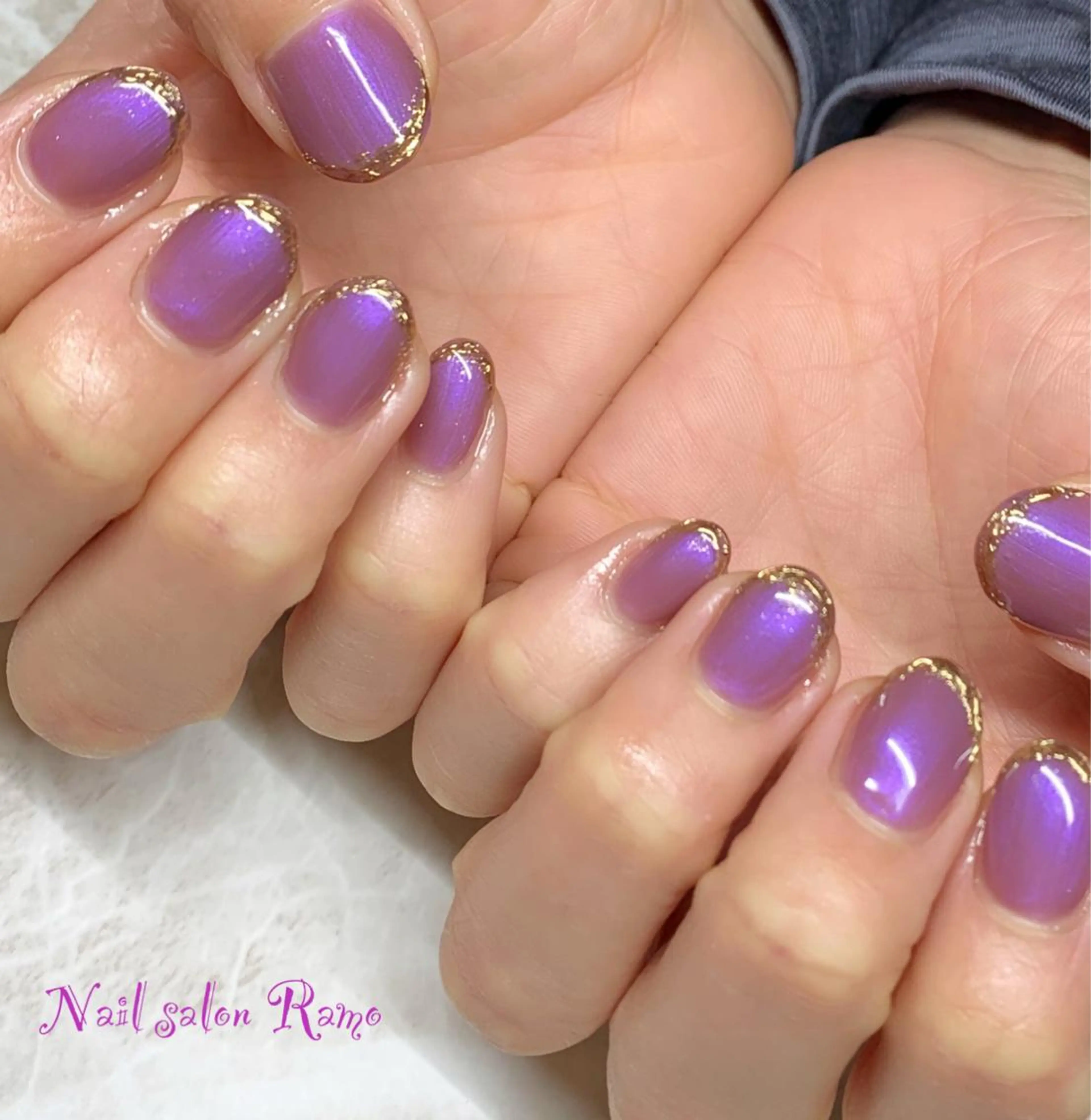 ネイル アートネイル ブルー ジェルネイル ミラーネイル ニュアンスネイル Nail salon Ramo所属・松田 祥子のネイルデザイン