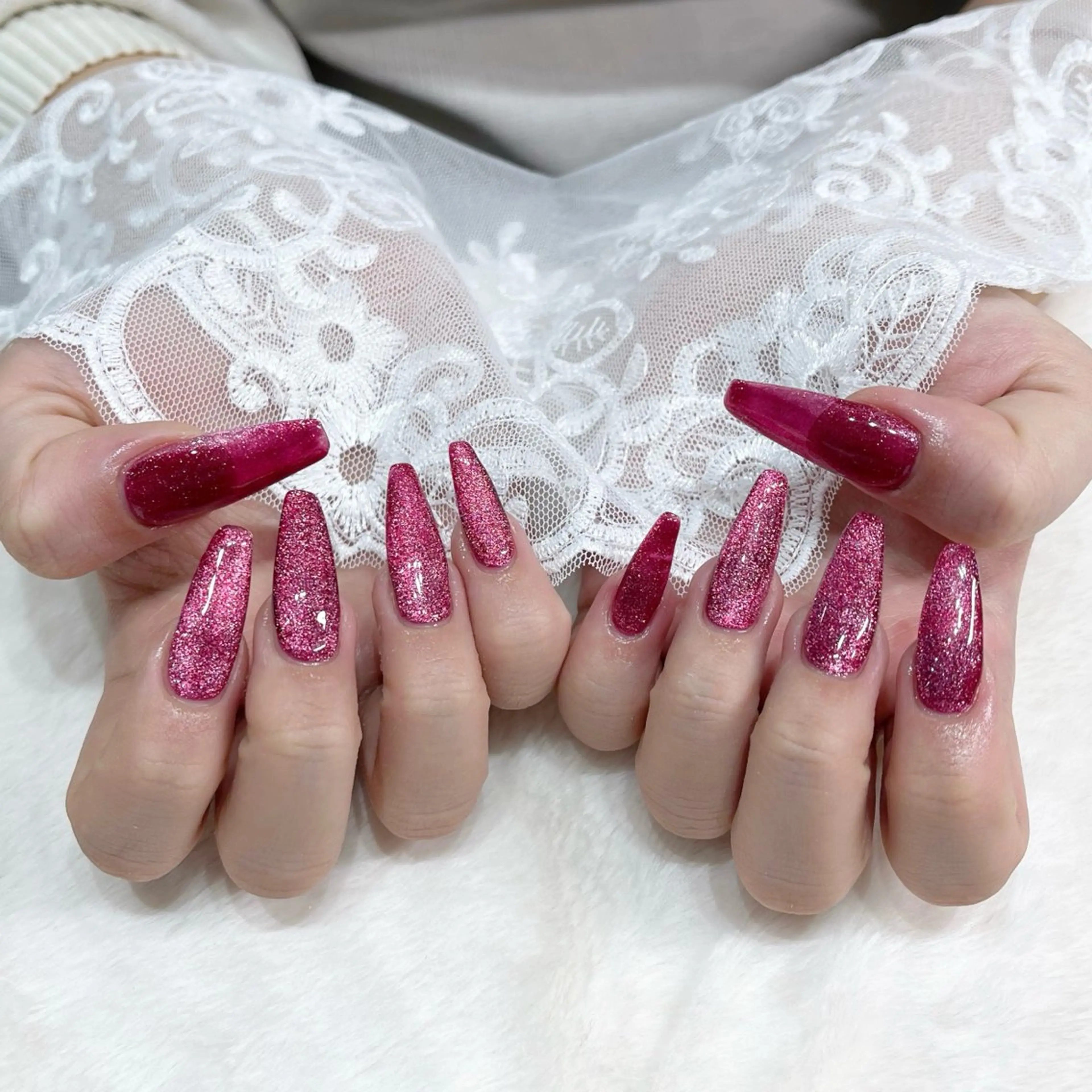 ネイル 長さ出し マグネットネイル マグネットワンカラー ワンカラーネイル LUMIERU所属・LUMIERU RIKAのネイルデザイン