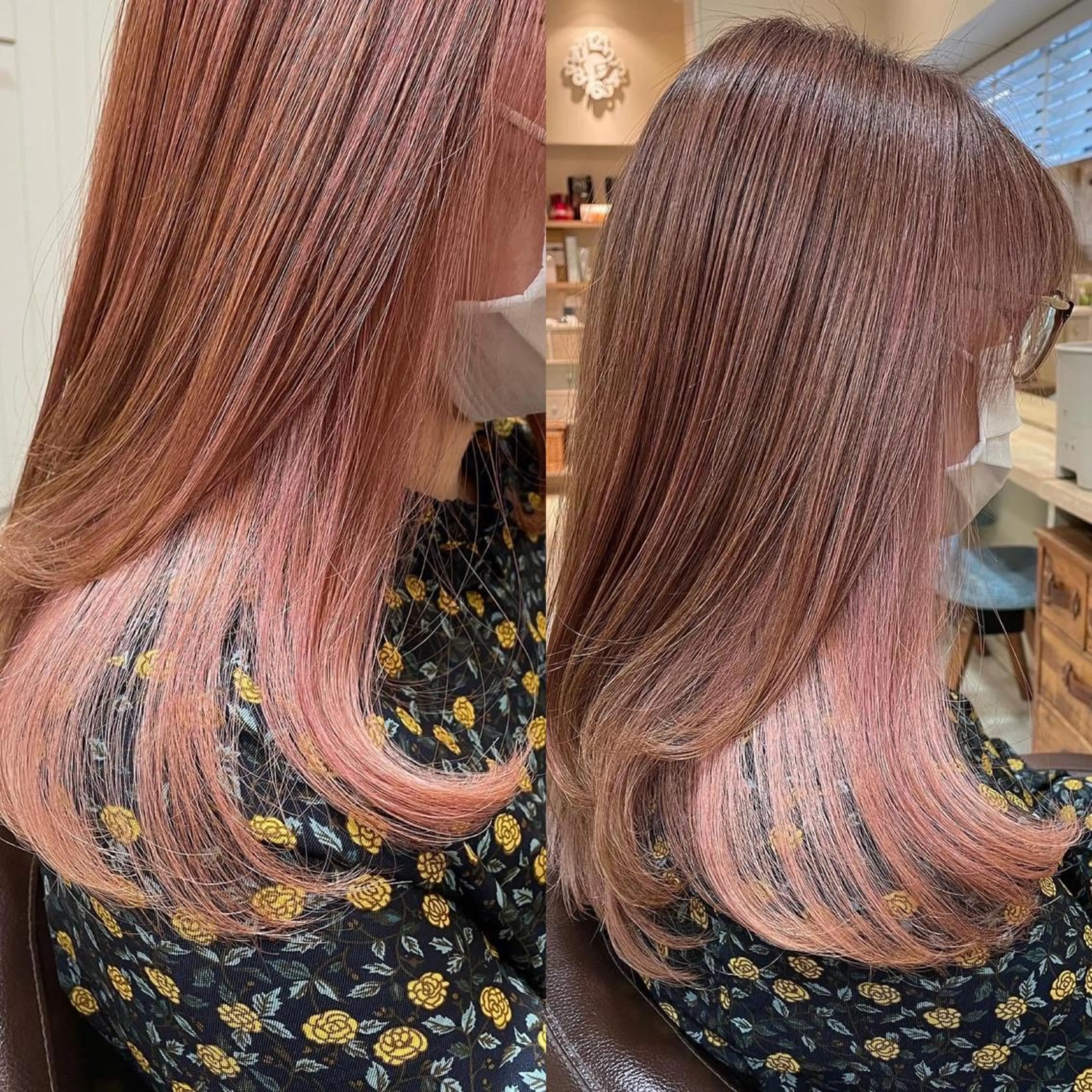 ロング カラー インナーカラー ピンクカラー 清水 有実子のヘアスタイル