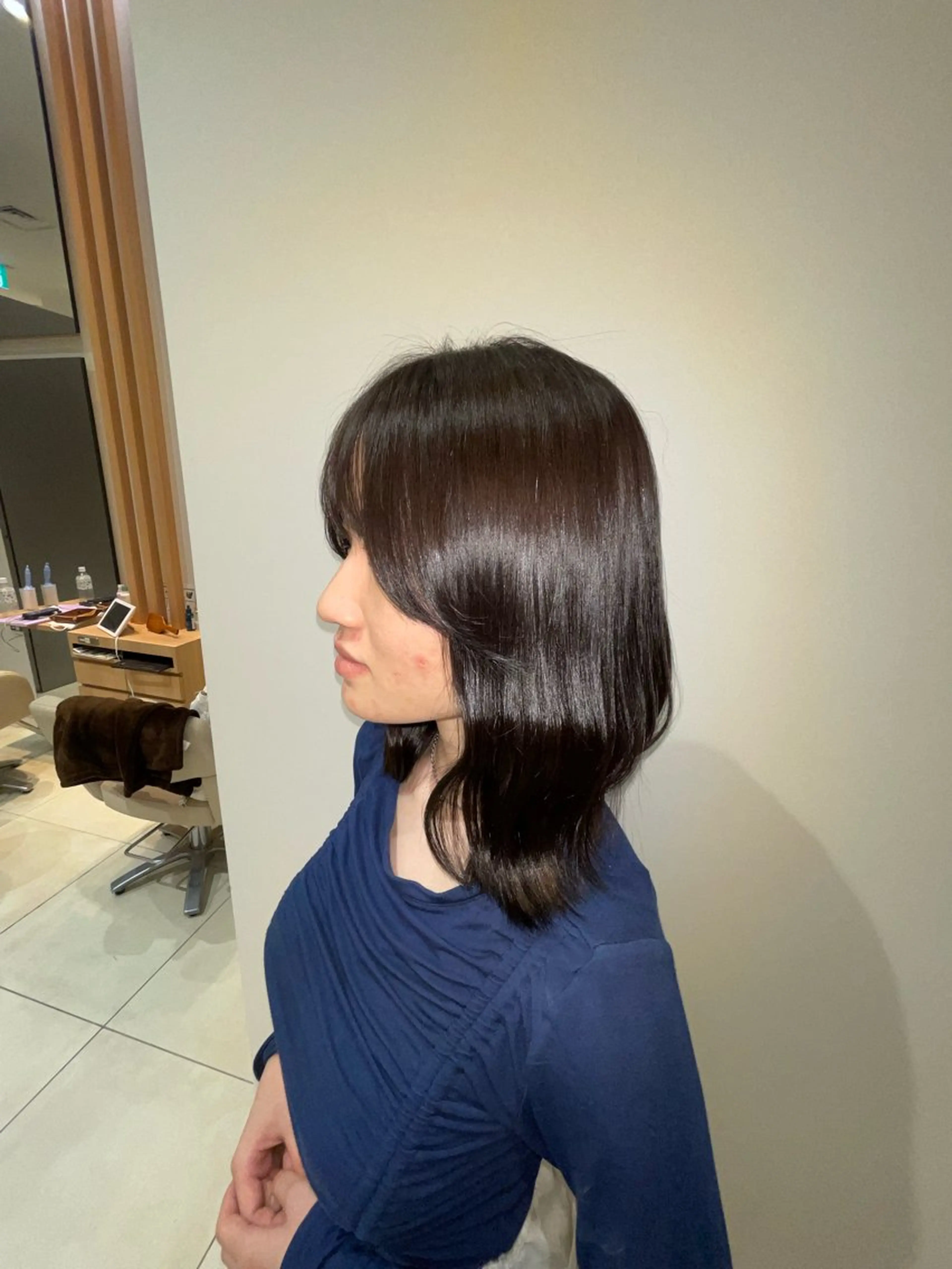 ミディアム カラー 透明感カラー 顔周りカット OASIS AVEDA 立川所属・ボブ/ショート/ ゆづきのヘアスタイル