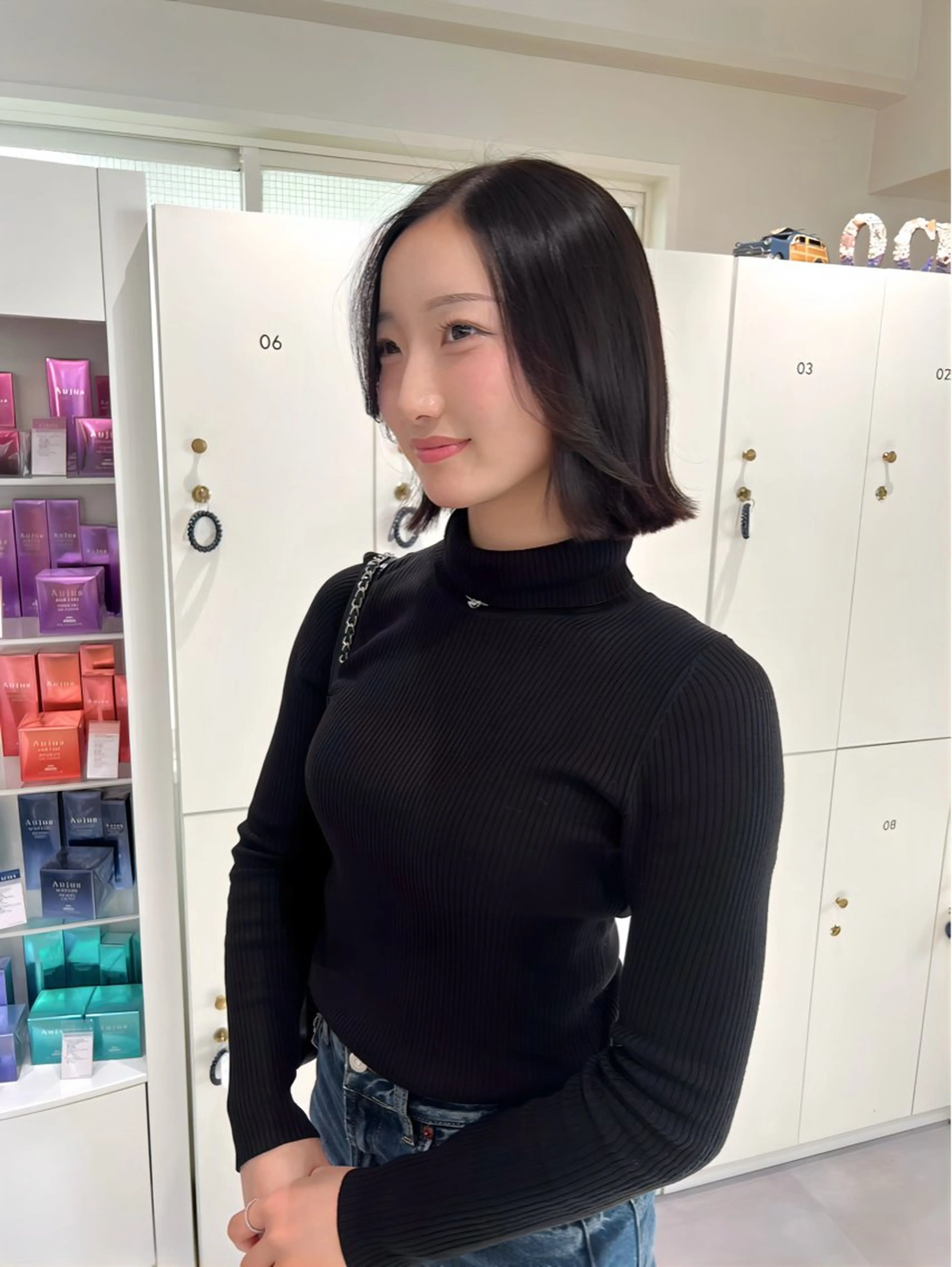 ミディアム カット ヘアカラー トリートメント 田中 愛梨のヘアスタイル