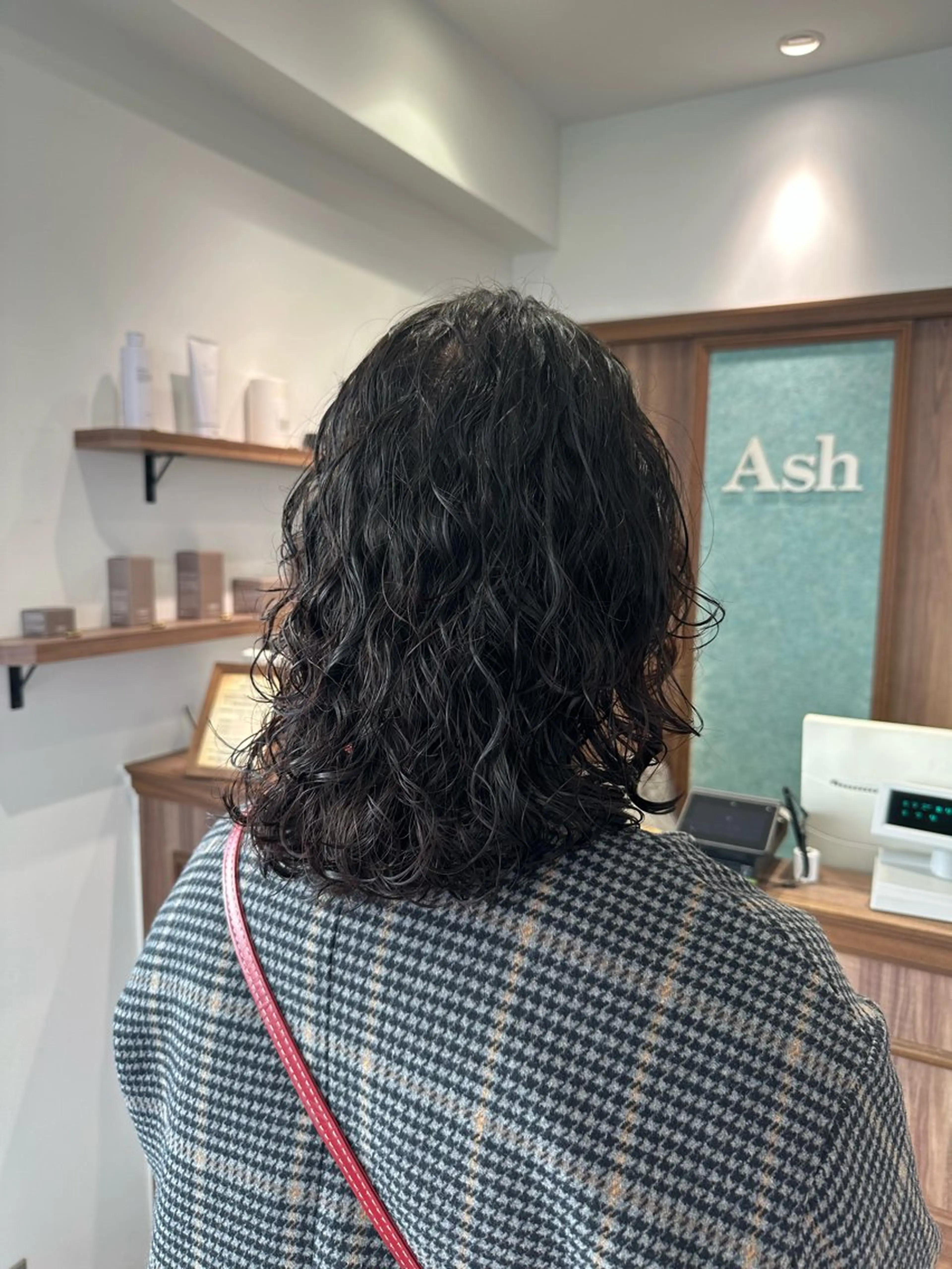 セミロング カット パーマ 竹下 勝也のヘアスタイル