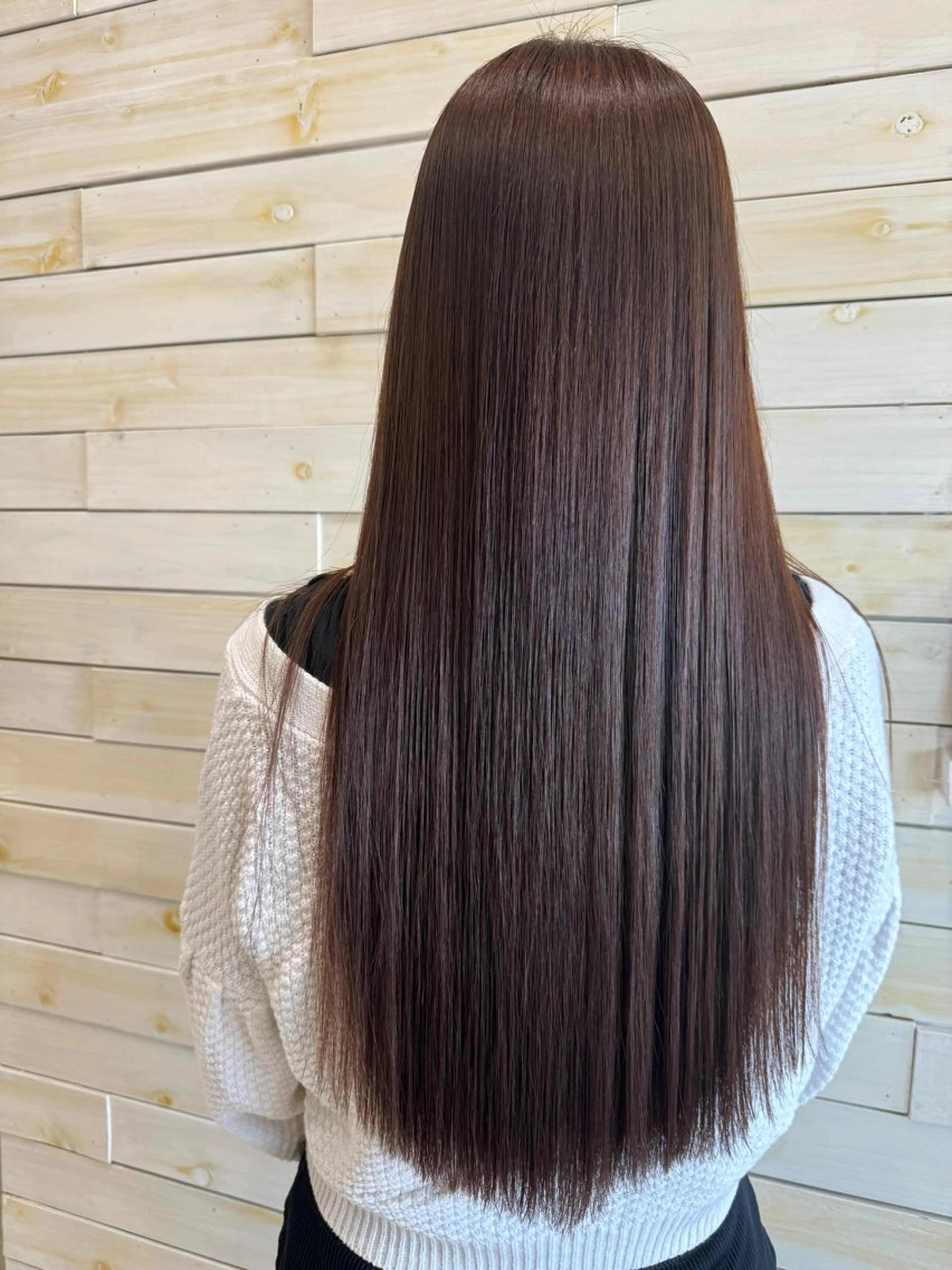 ロング カット 縮毛矯正 ちぐさ/暖色/ ワンカラー🤍のヘアスタイル