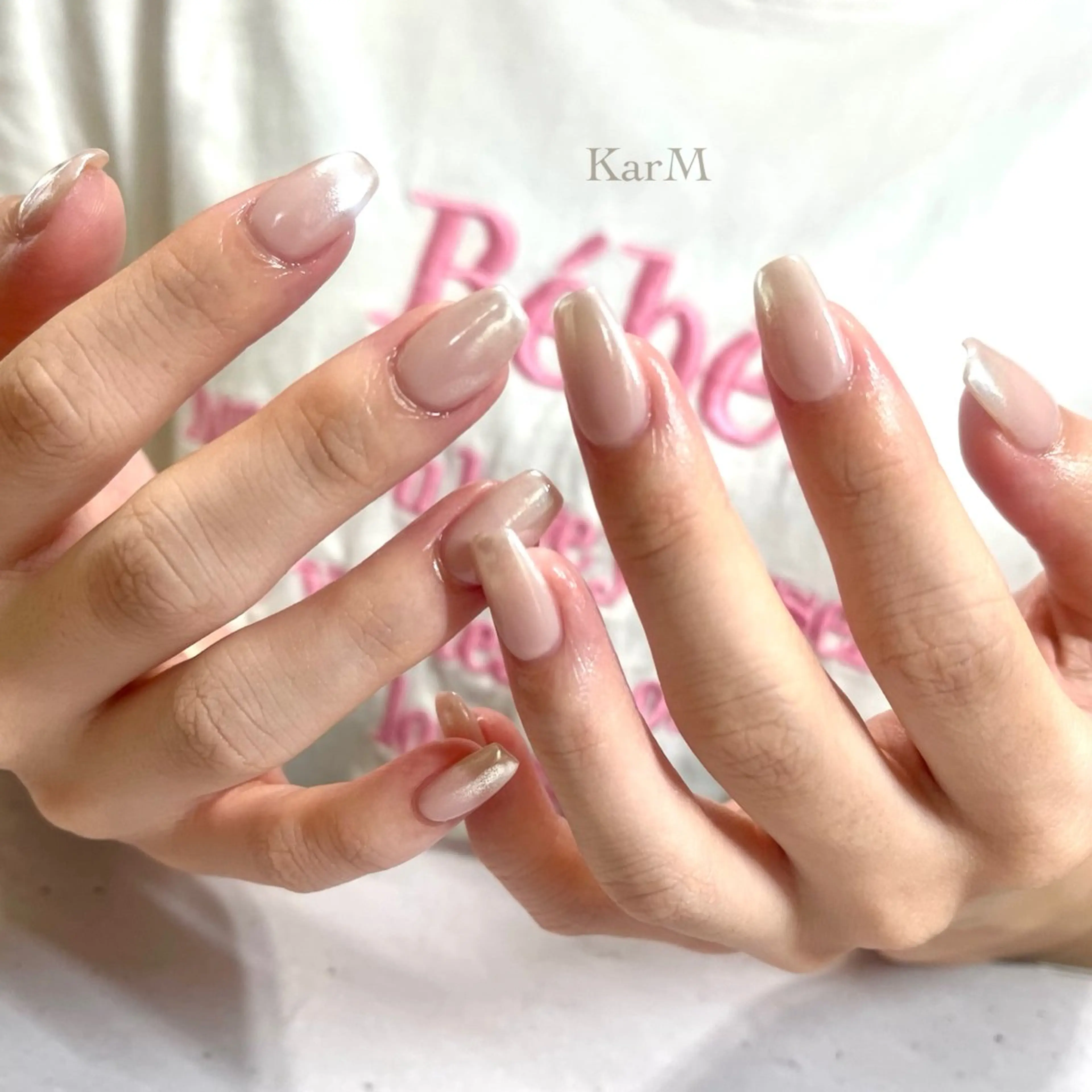 ネイル オーロラネイル チークネイル フラッシュネイル フレンチネイル グラデーション ハンドネイル ogino karinのネイルデザイン