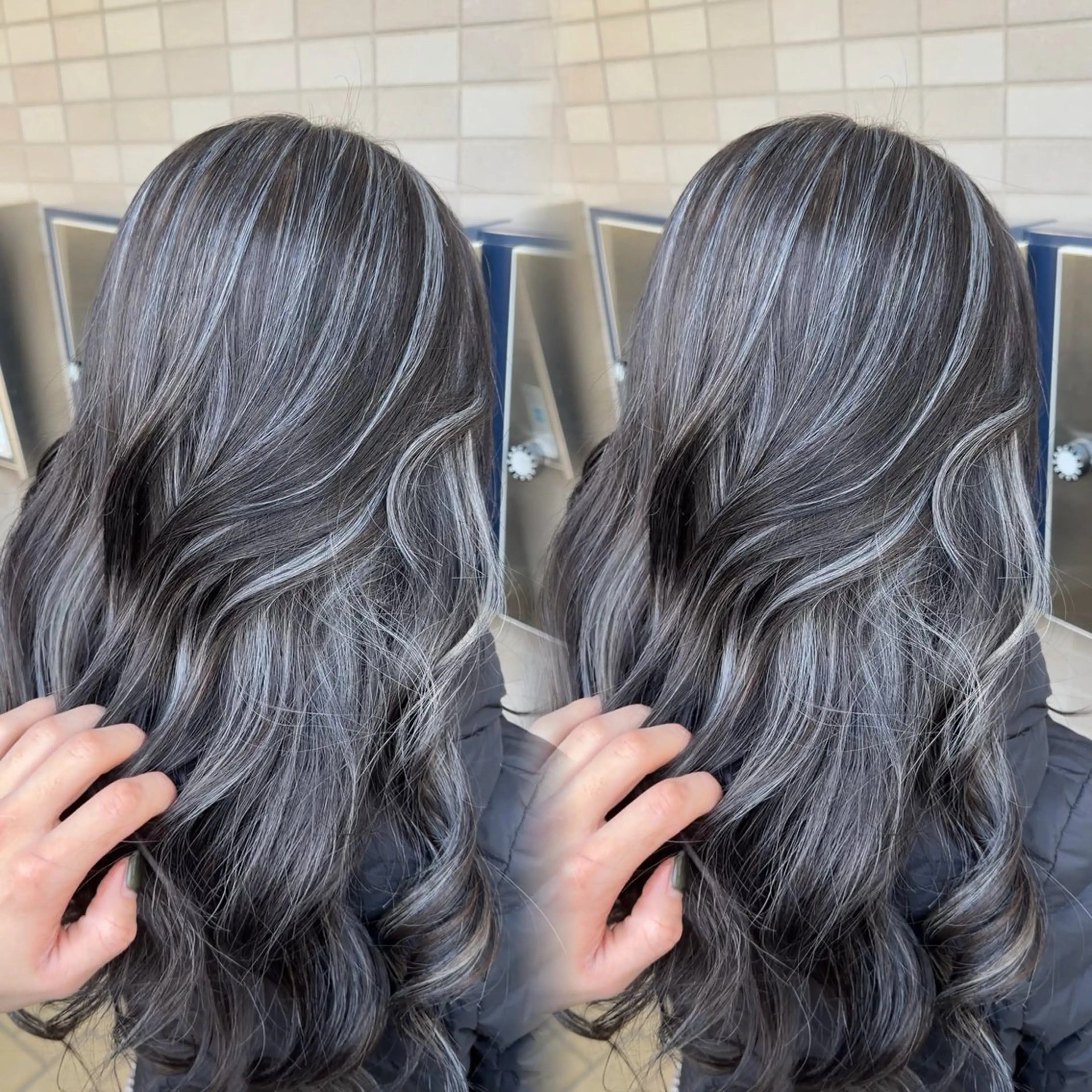 ロング カラー ハイライトカラー ハイトーンカラー ハイライト カット ヘアカラー トリートメント 表参道/ハイライト バレイヤージュのヘアスタイル