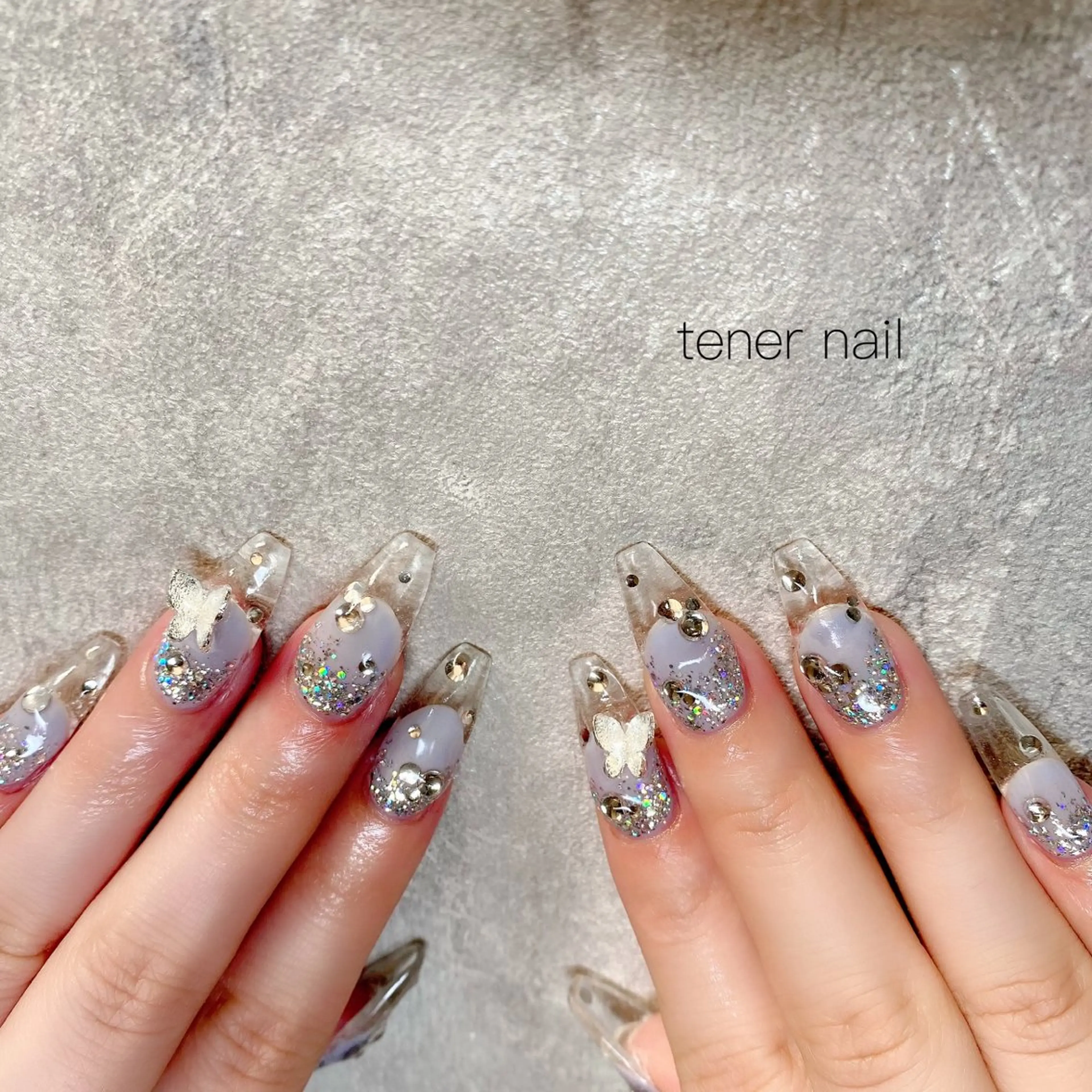 ネイル クリアネイル フレンチネイル シルバー ハンドネイル tener  nail  テネルネイル所属・テネルネイル tener nailのネイルデザイン