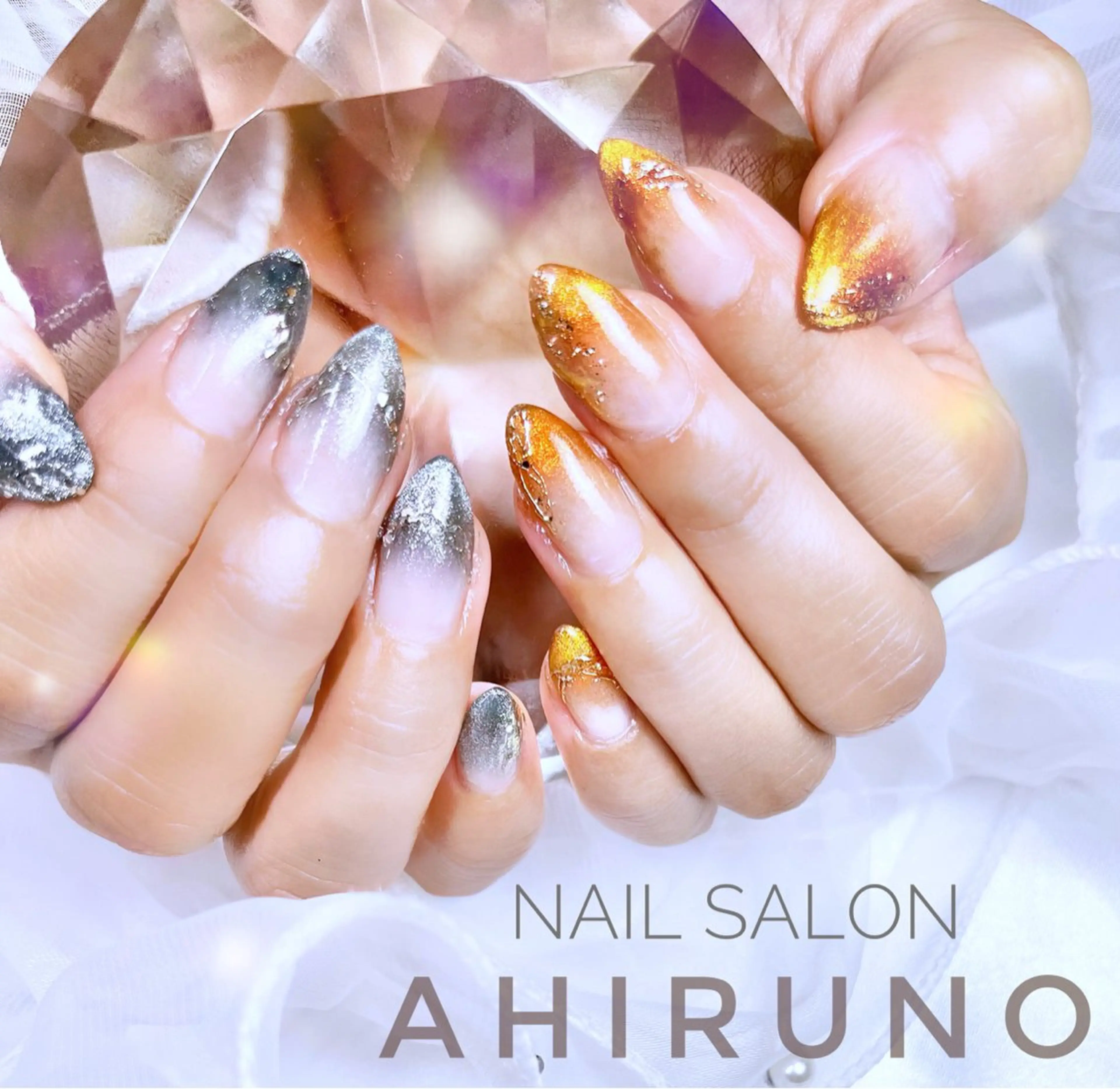 ネイル グラデーション キラキラネイル マグネットネイル ミラーネイル ネイビー ａｈｉｒｕｎｏ ✿ ｙｕiのネイルデザイン