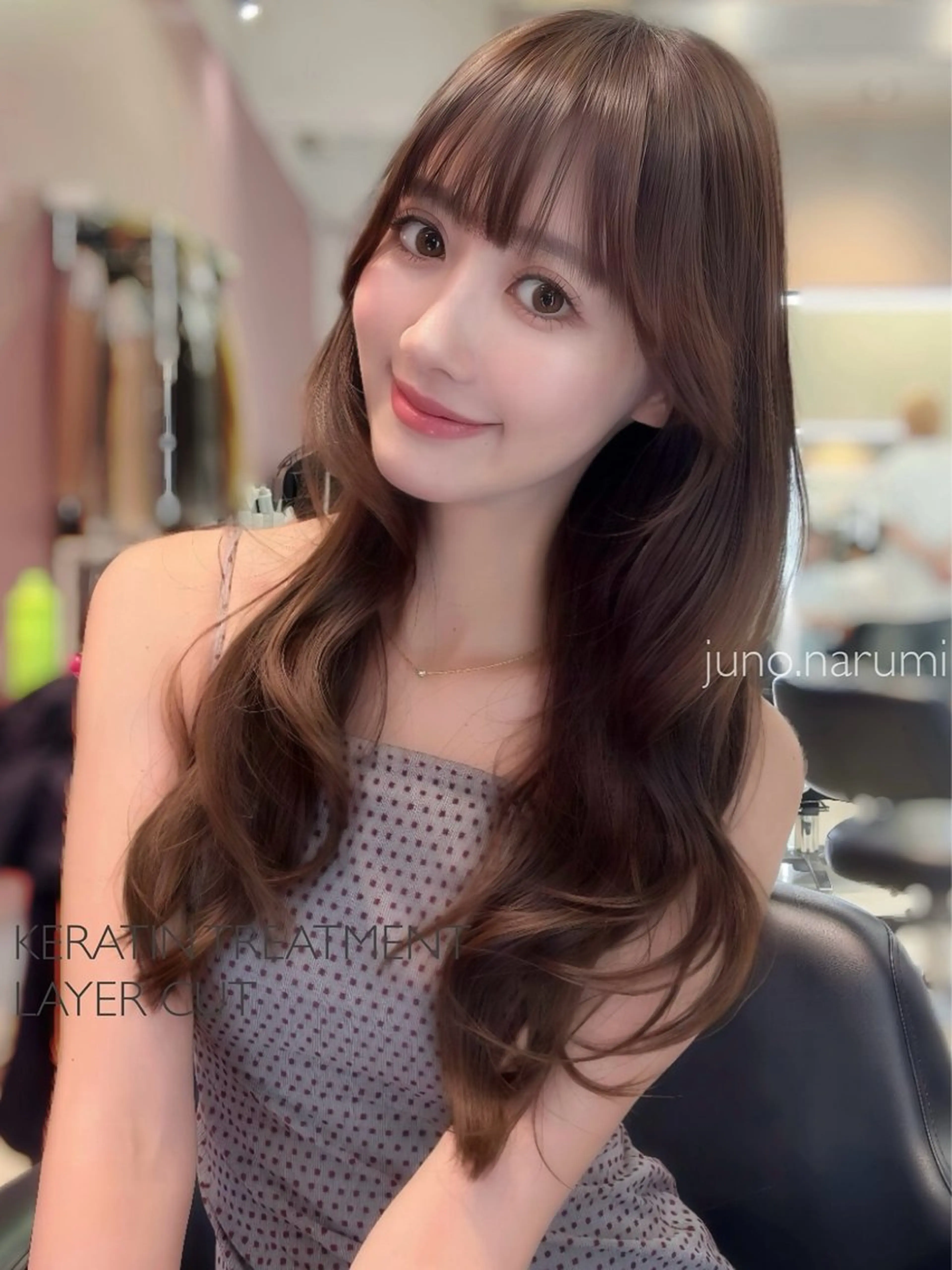 ロング カラー カット ヘアカラー トリートメント 韓国サロン出身 narumi‎‎🤍のヘアスタイル