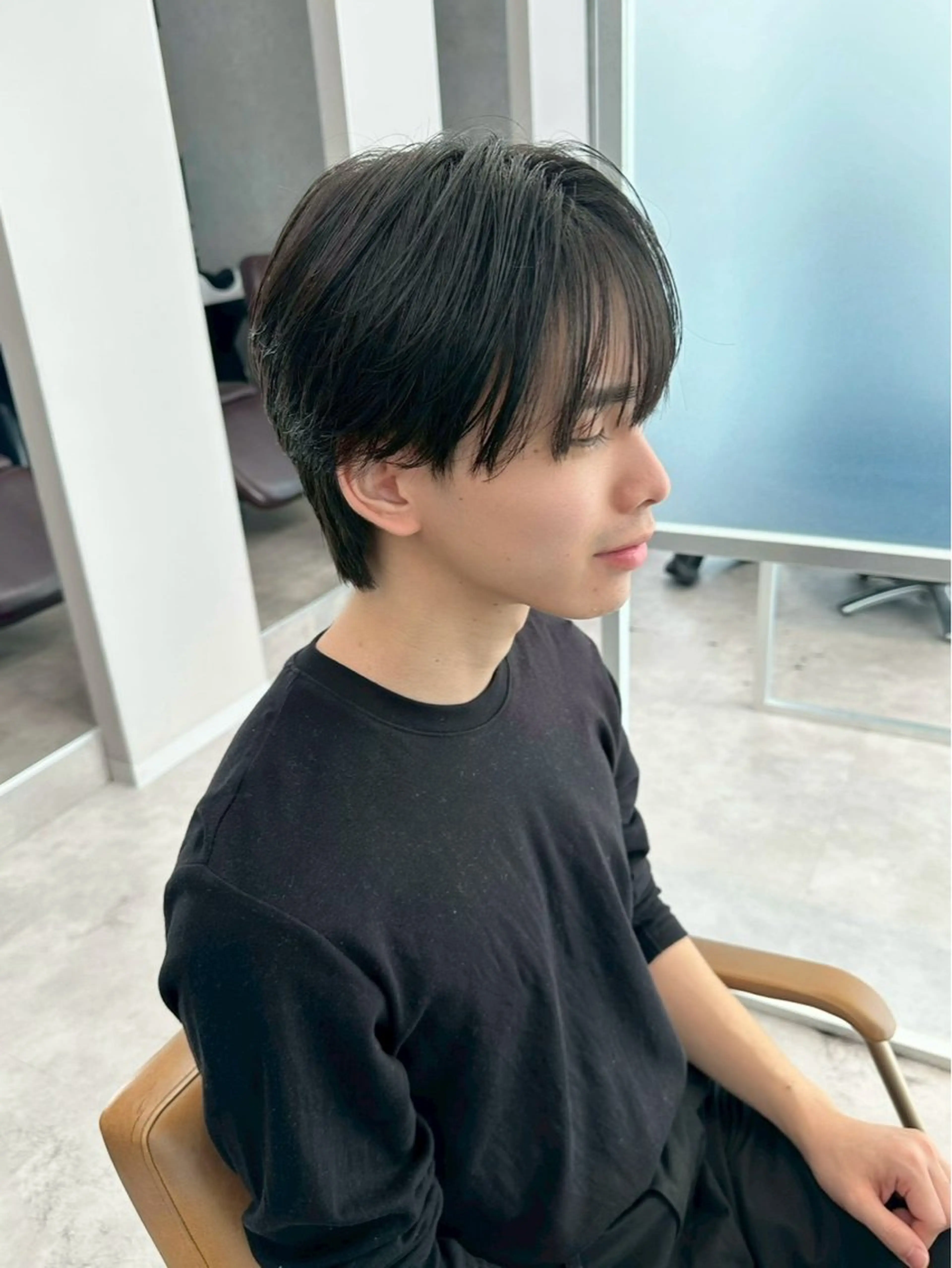 ショート メンズ マッシュ シースルーマッシュ カノン/ダウンパーマ /曲がる縮毛矯正のヘアスタイル