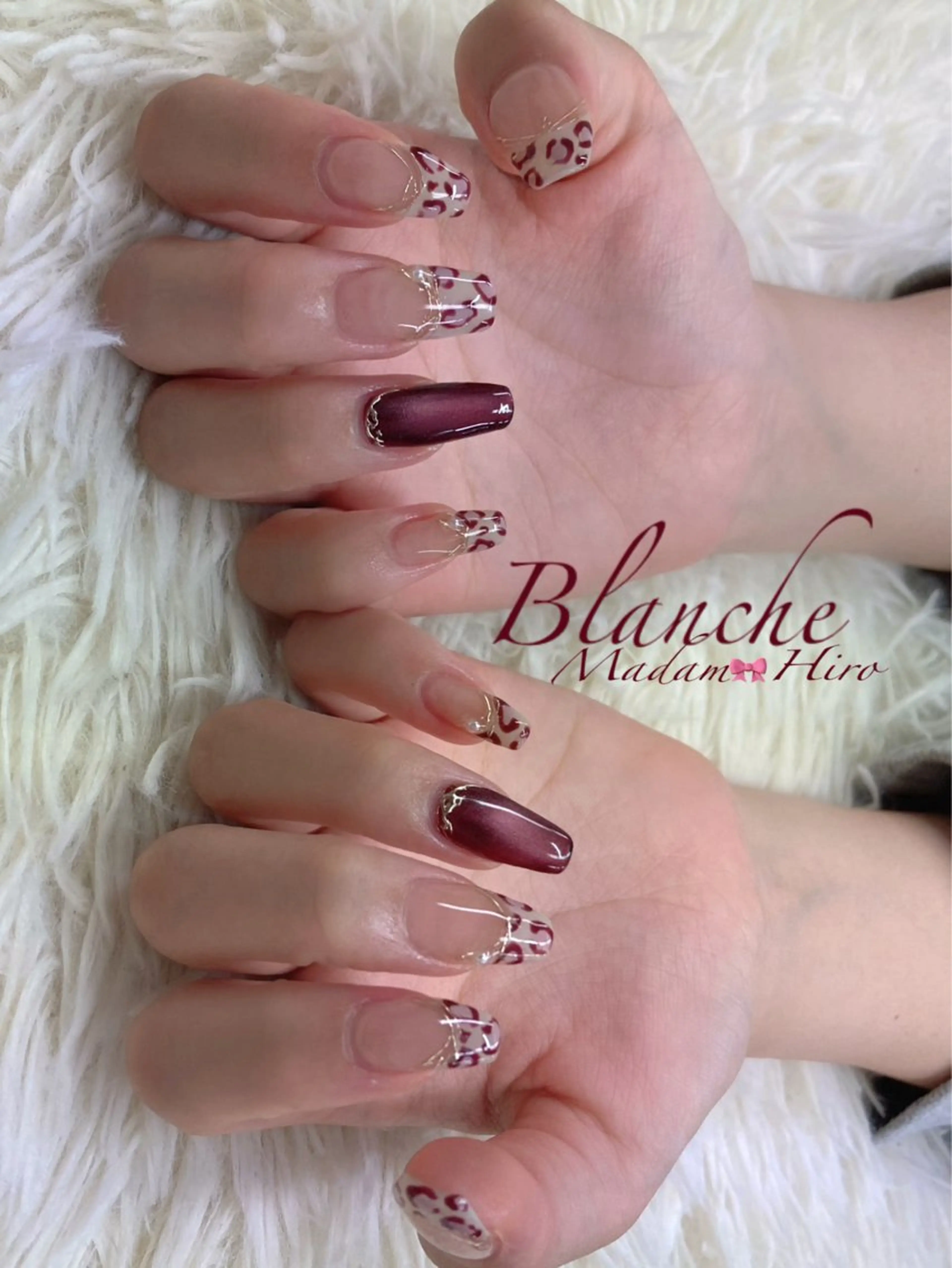 レオパードフレンチネイルオフあり5500円マグネットネイルの写真